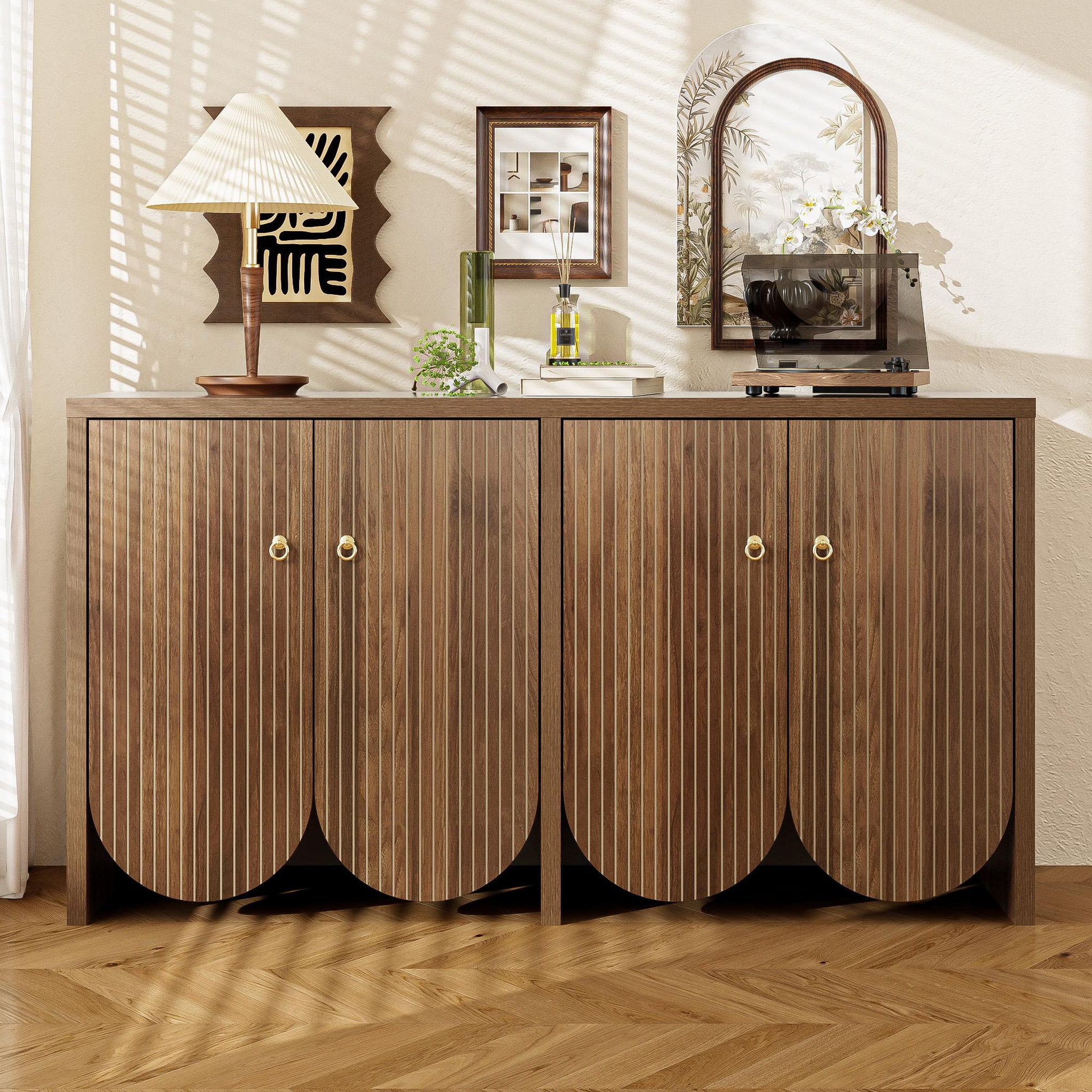 Voir la diapositive 2 : MERAX Buffet 4 porte(s) 0 tiroir(s) - 147 cm naturel mdf