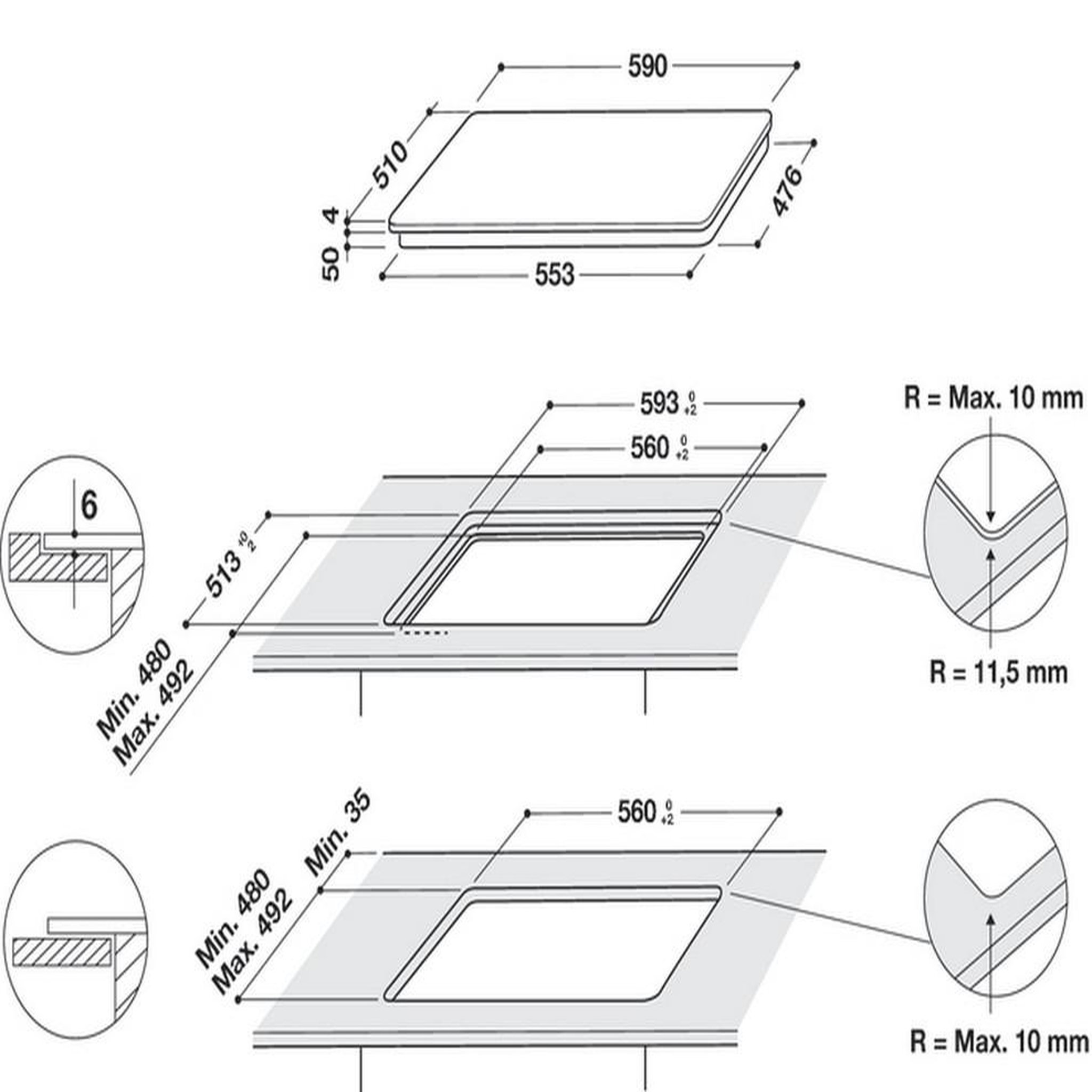 Voir la diapositive 3 : Whirlpool Table de cuisson induction 60cm 3 feux 7200w noir - WSQ1160NE