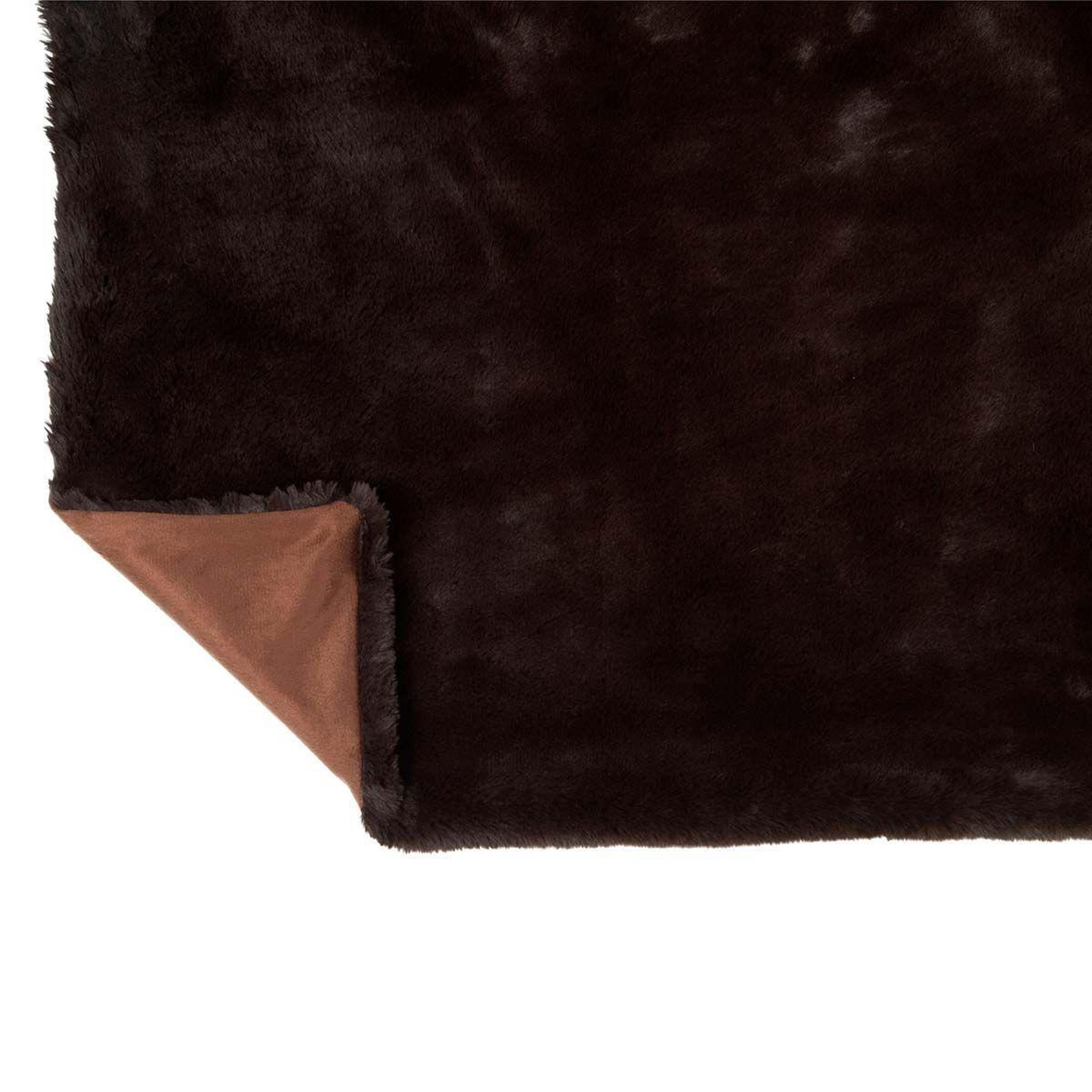Voir la diapositive 4 : J-LINE Plaid imitation fourrure  cutie  130x180cm marron foncé