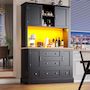 Voir la diapositive 4 : MERAX Buffet de cuisine 4 portes 3 tiroirs - 115 cm noir led mdf