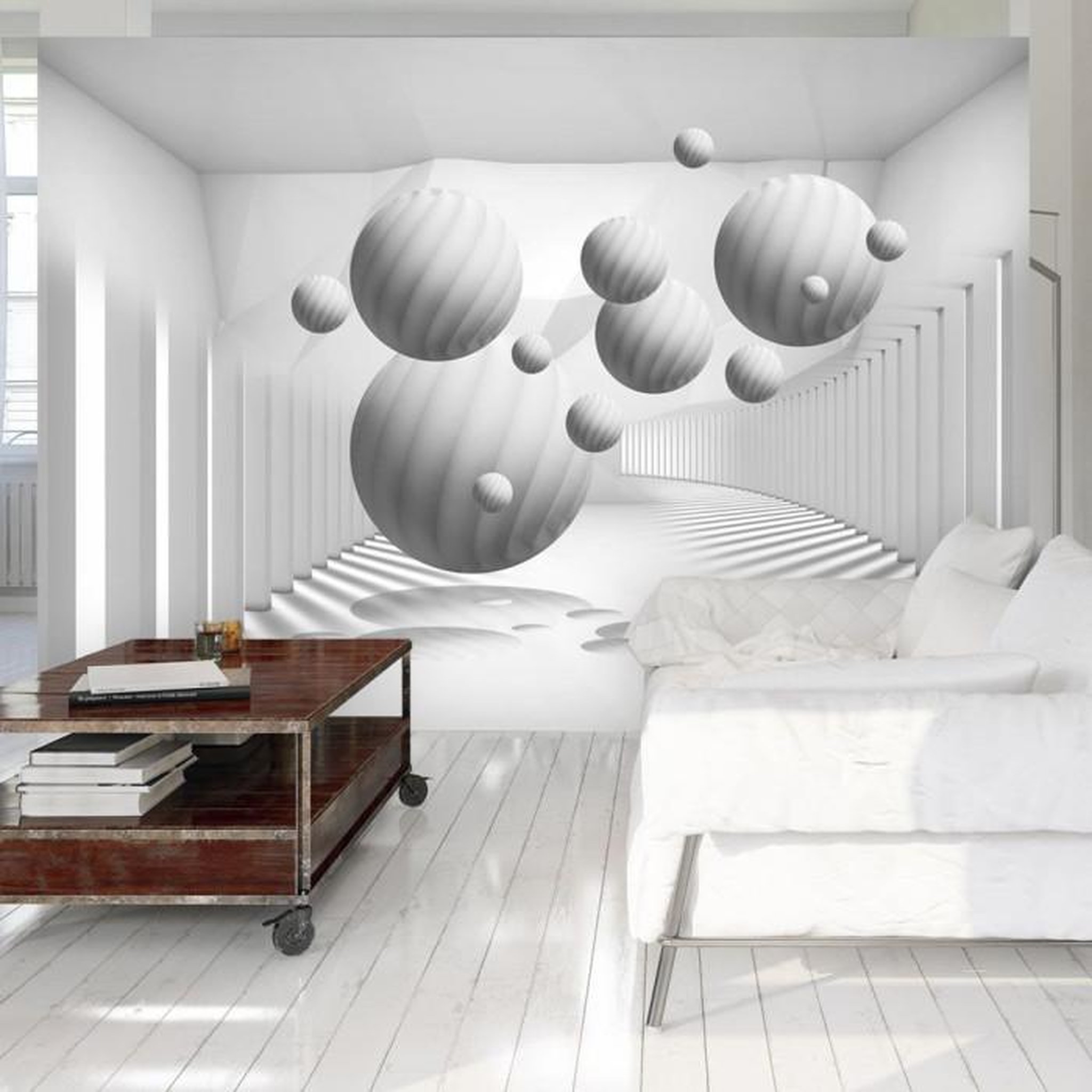 Paris Prix Papier Peint  Balls in White. Coloris disponibles : Multicolore