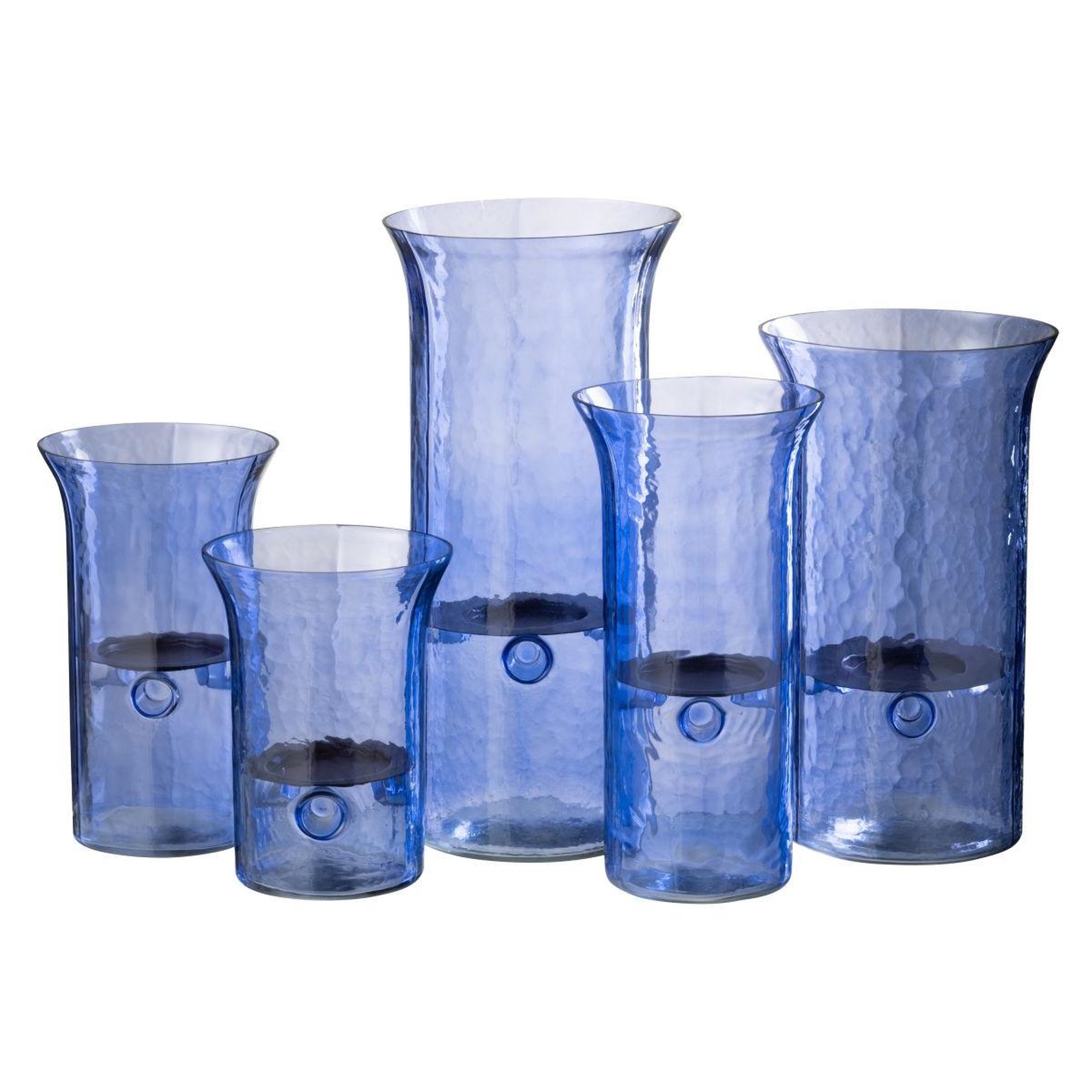 Voir la diapositive 4 : J-LINE Photophore étroit en verre  tarifa  34cm bleu