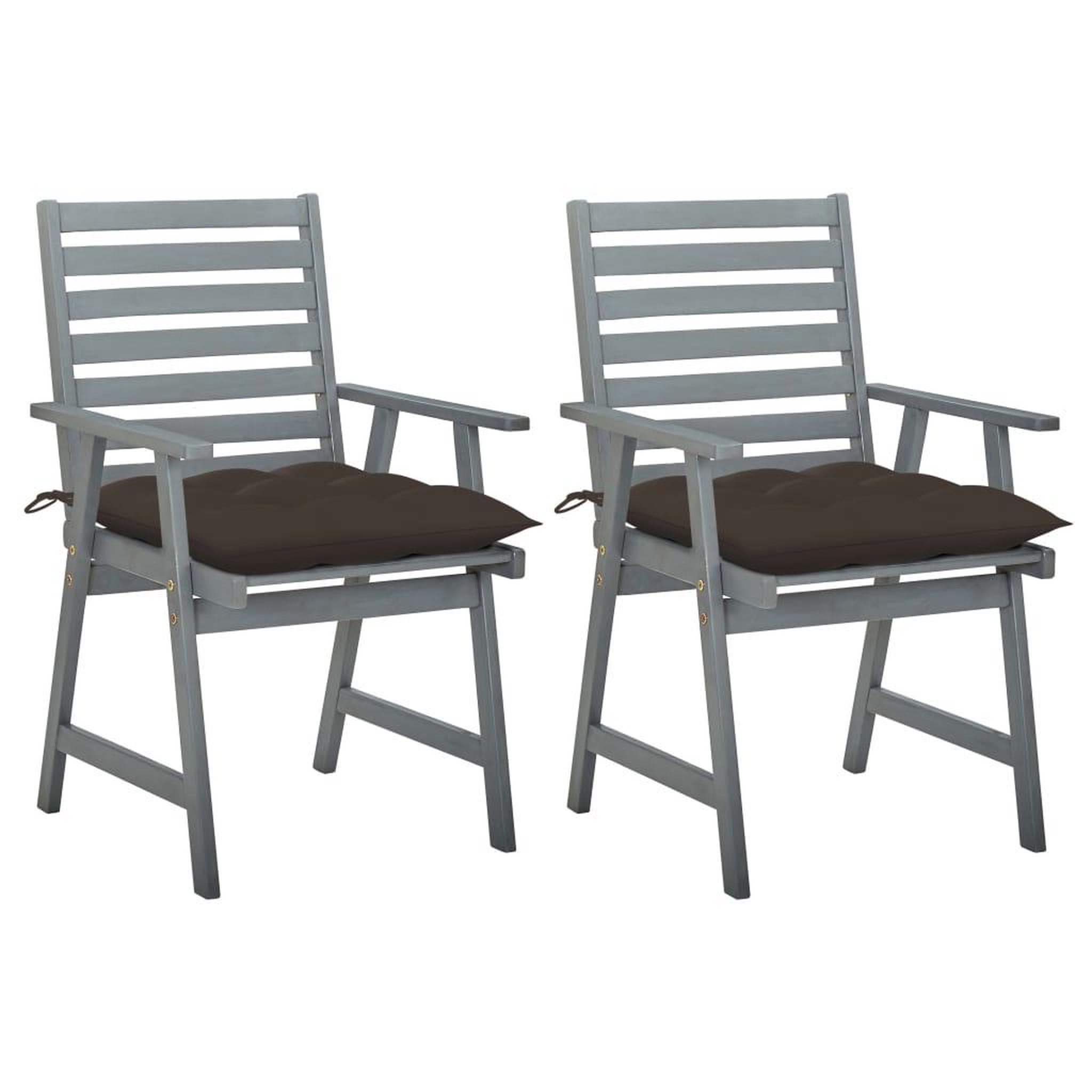 Voir la diapositive 1 : VIDAXL Chaises a manger d'exterieur lot de 2 et coussins Acacia massif