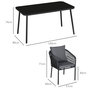 Voir la diapositive 3 : OUTSUNNY Salon de jardin 4 places 5 pièces table à manger chaises empilables coussins alu résine noir gris