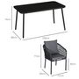 Voir la diapositive 3 : OUTSUNNY Salon de jardin 4 places 5 pièces table à manger chaises empilables coussins alu résine noir gris