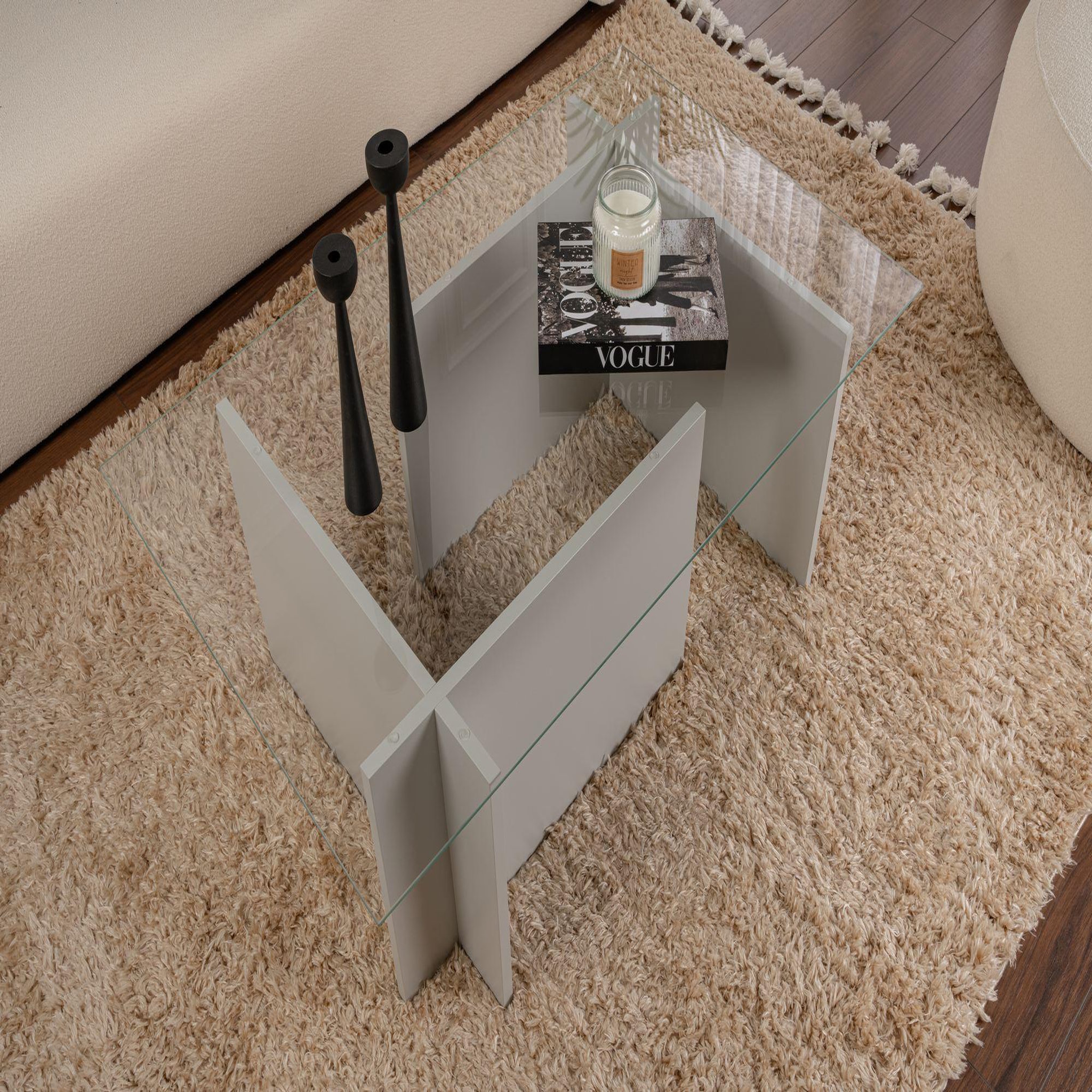 Voir la diapositive 3 : Habitat et Jardin Table basse en verre  vetrino  105 x 65 x 40 cm - gris