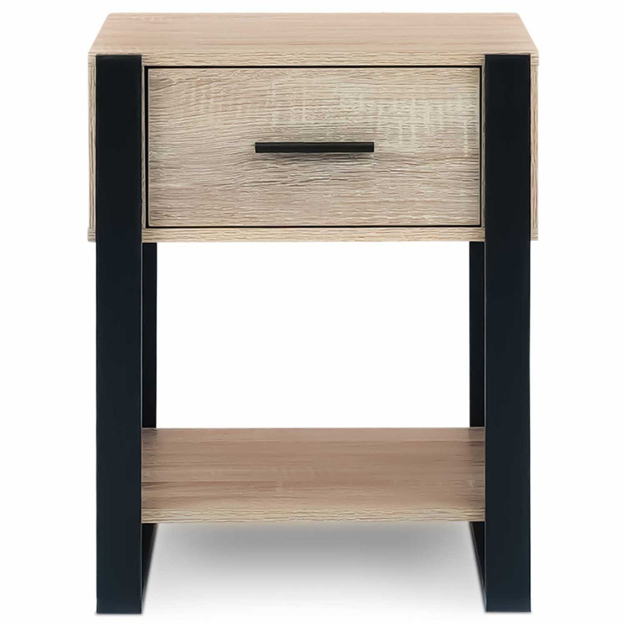 Voir la diapositive 3 : ID MARKET Lot de 2 tables de chevet onyx 1 tiroir avec tablette bois et noir