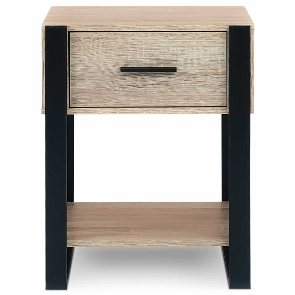 ID MARKET Lot de 2 tables de chevet ONYX 1 tiroir avec tablette bois et noir
