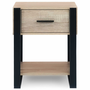 Voir la diapositive 3 : ID MARKET Lot de 2 tables de chevet ONYX 1 tiroir avec tablette bois et noir