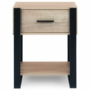 Voir la diapositive 3 : ID MARKET Lot de 2 tables de chevet ONYX 1 tiroir avec tablette bois et noir
