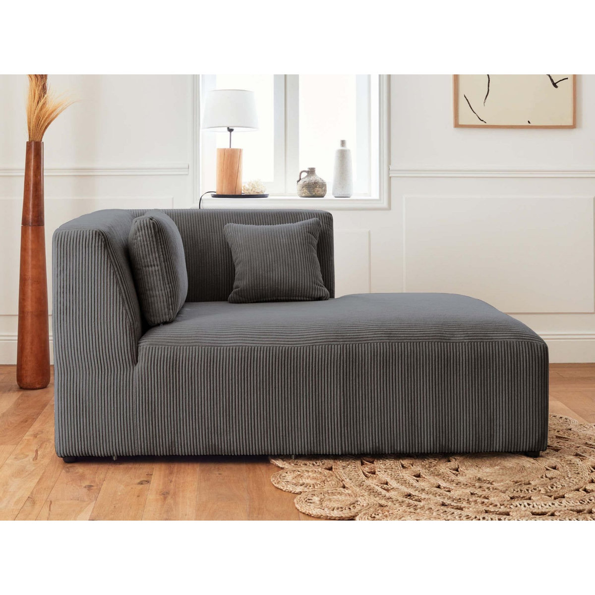 LISA DESIGN Victoire - canapé modulable d'angle droit - 5 places - en velours côtelé