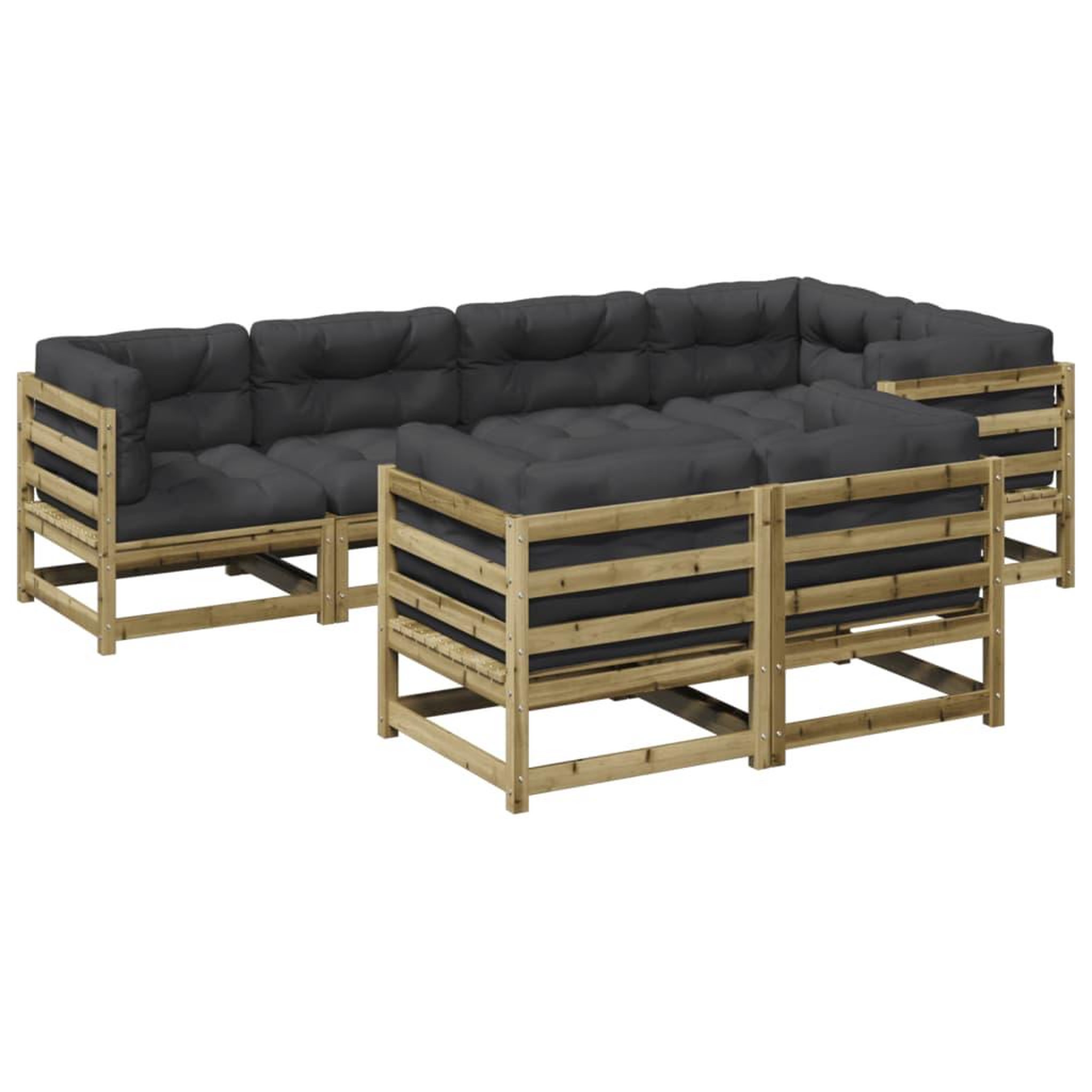 Voir la diapositive 2 : VIDAXL Salon de jardin 7 pcs avec coussins bois de pin impregne