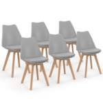 ID MARKET Lot de 6 chaises scandinaves SARA gris clair pour salle à manger
