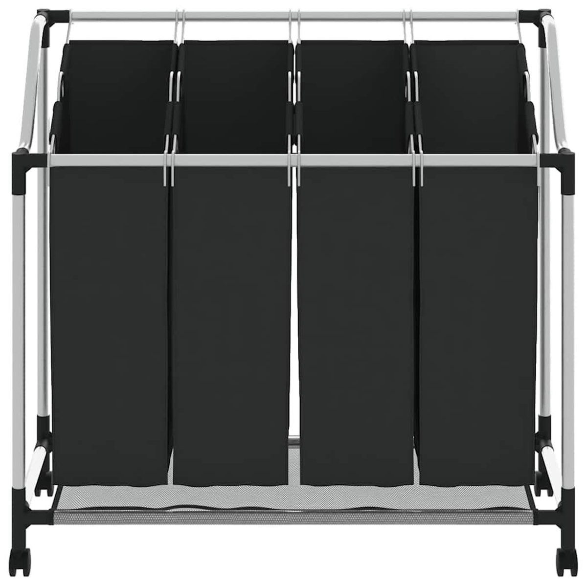 VIDAXL Trieuse a linge avec 4 sacs gris