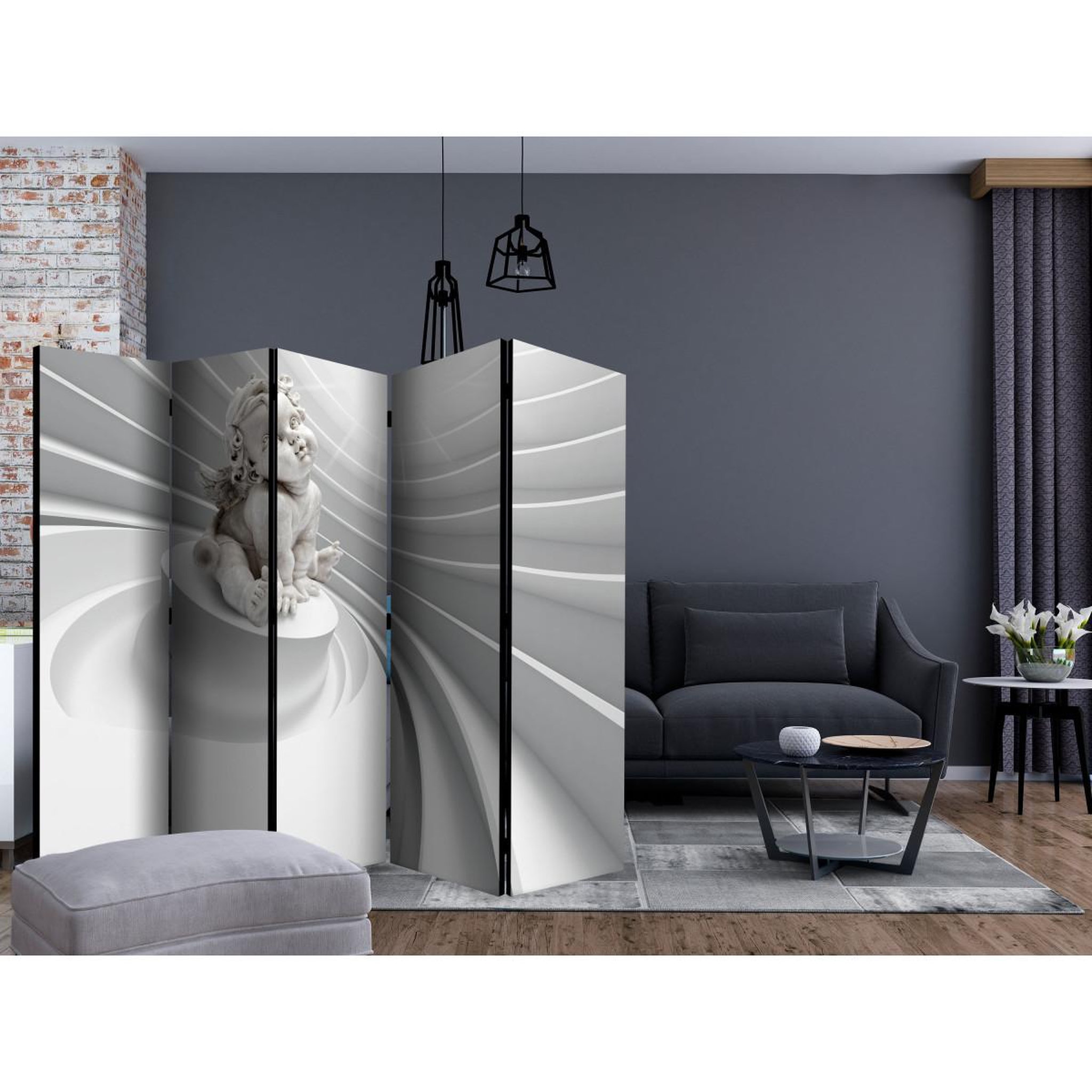 Voir la diapositive 2 : Paris Prix Paravent 5 volets  angelic glow  172x225cm