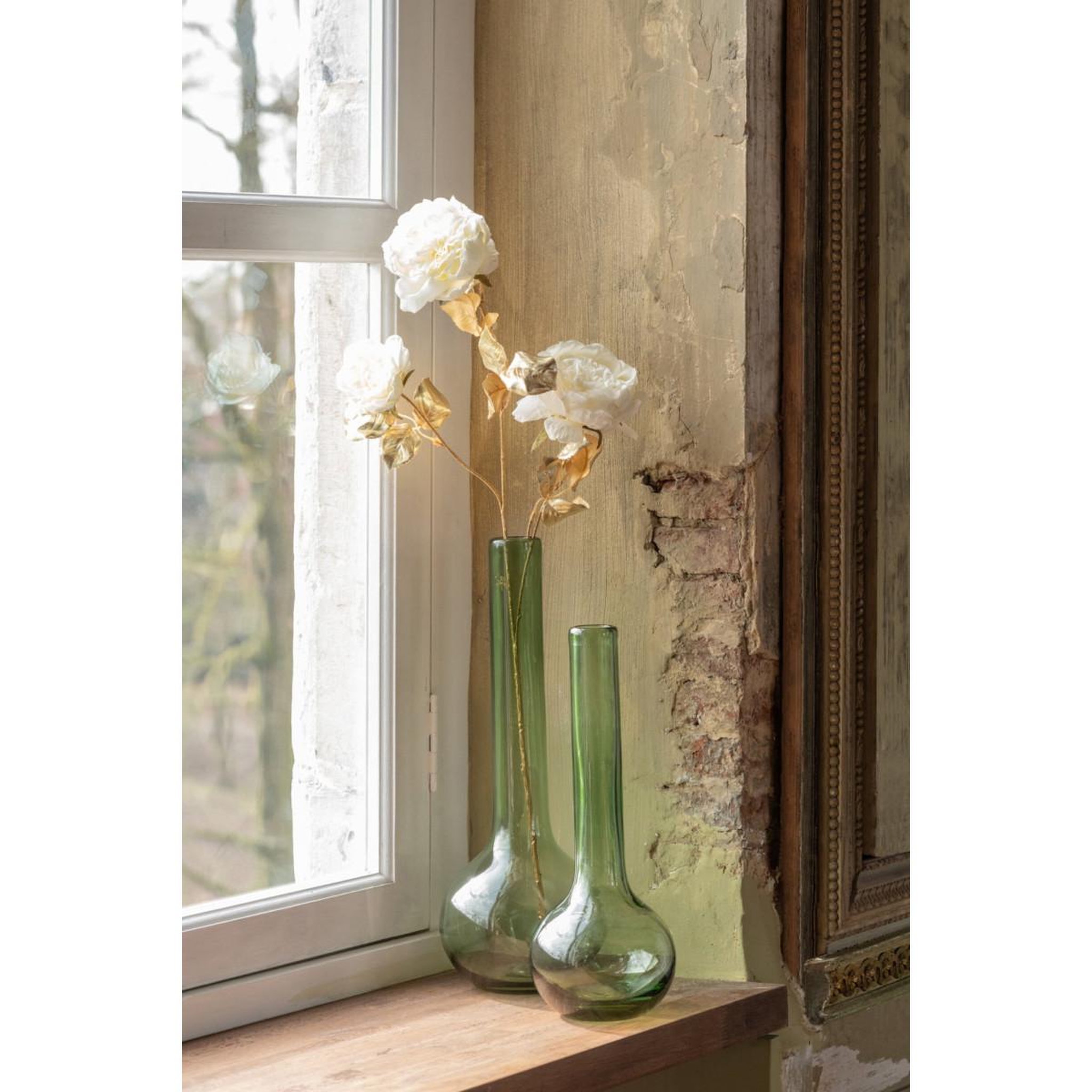 Voir la diapositive 4 : J-LINE Vase soliflore en verre  kyoto  38cm vert