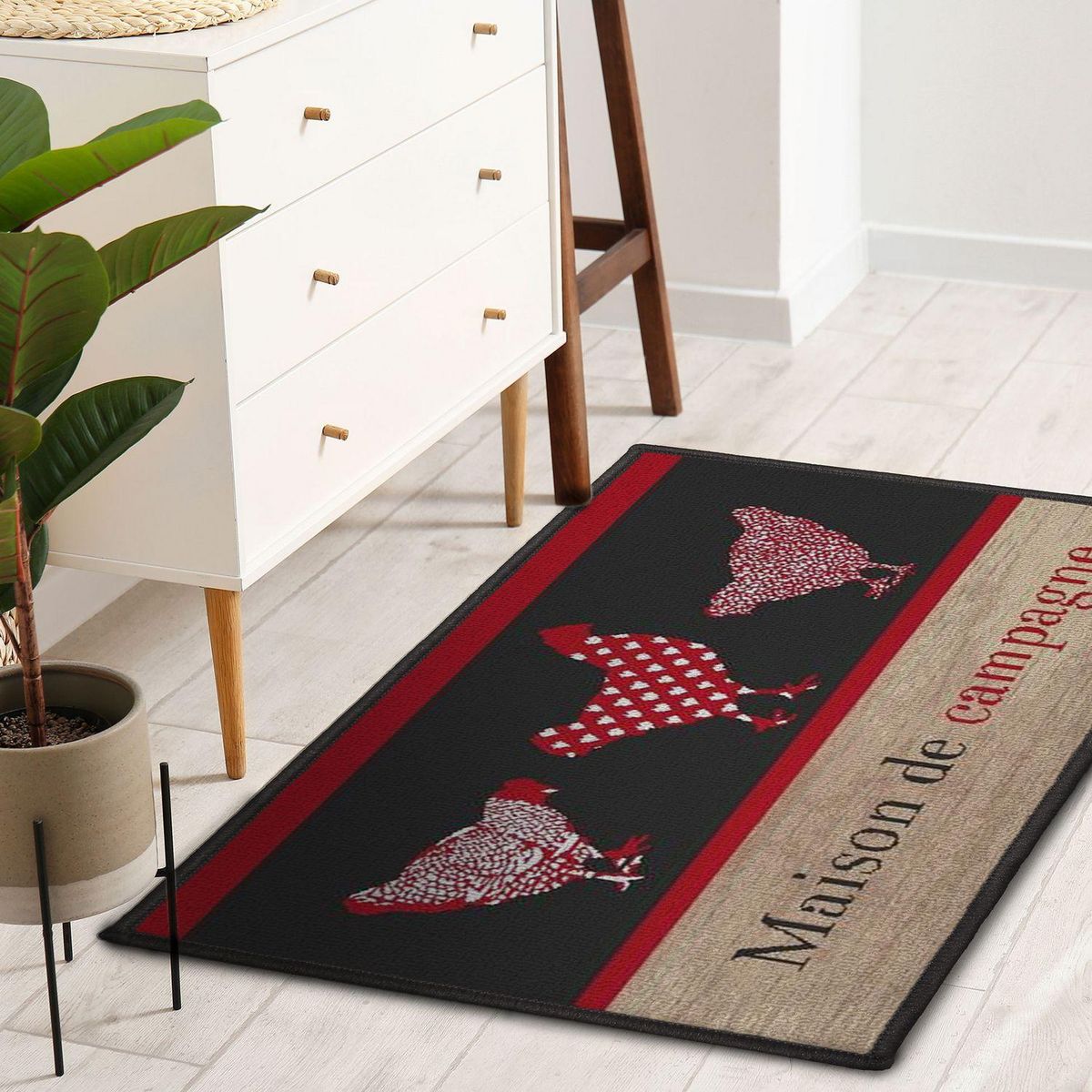 Douceur d'Intérieur Tapis rectangle Maison de campagne - Noir et rouge