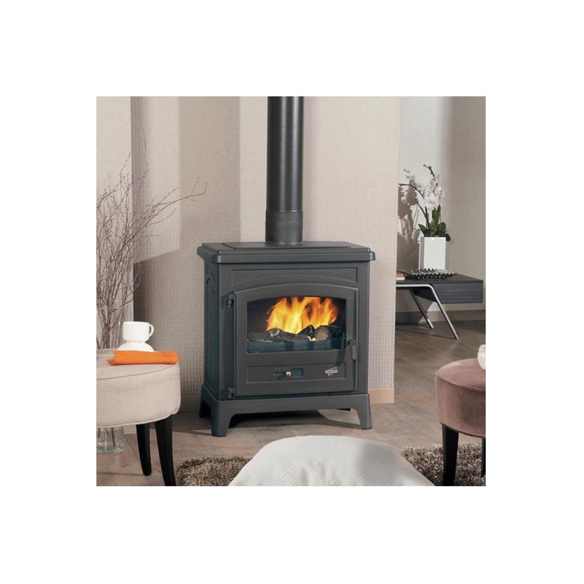 Voir la diapositive 3 : Godin Poêle à bois 9kw anthracite gris - 389154ANTHRACITE