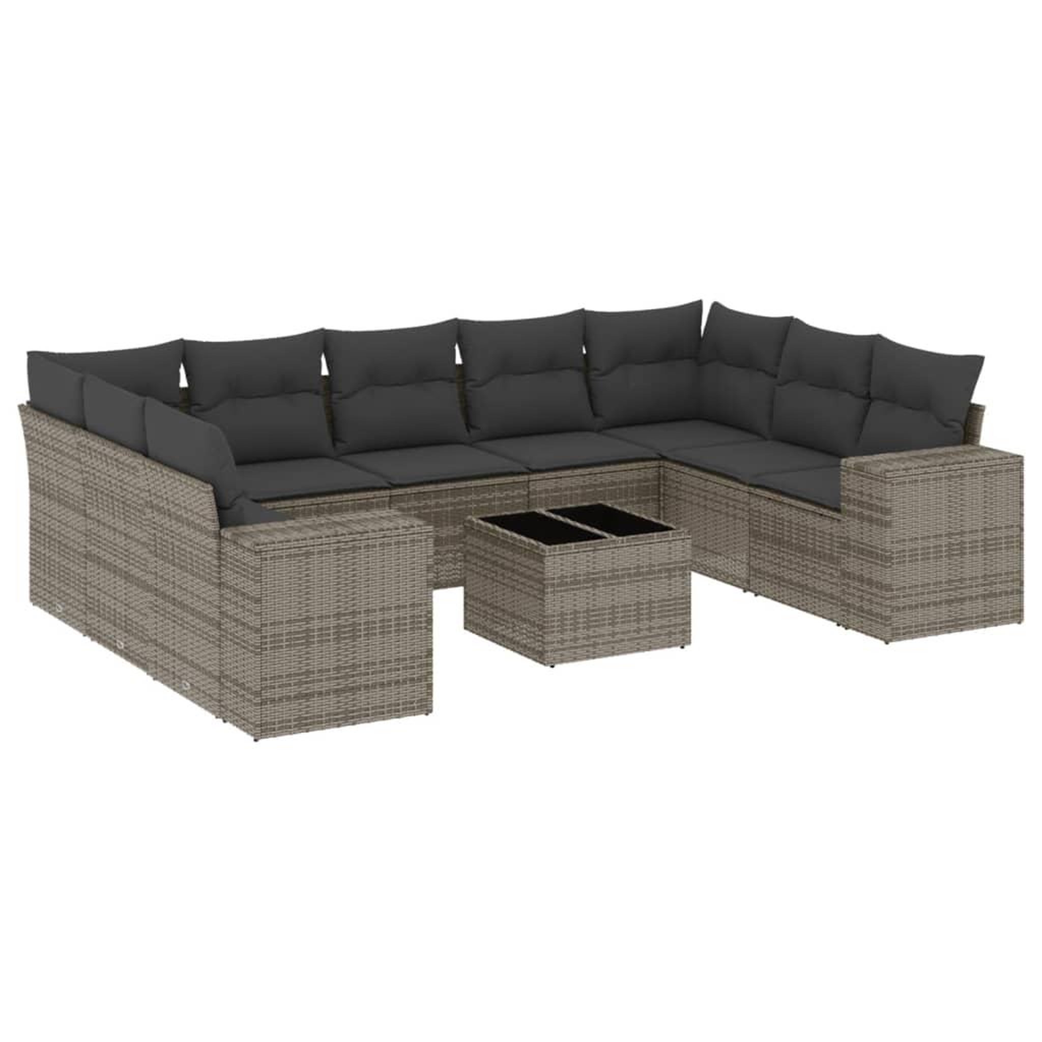 Voir la diapositive 2 : VIDAXL Salon de jardin avec coussins 10 pcs gris resine tressee