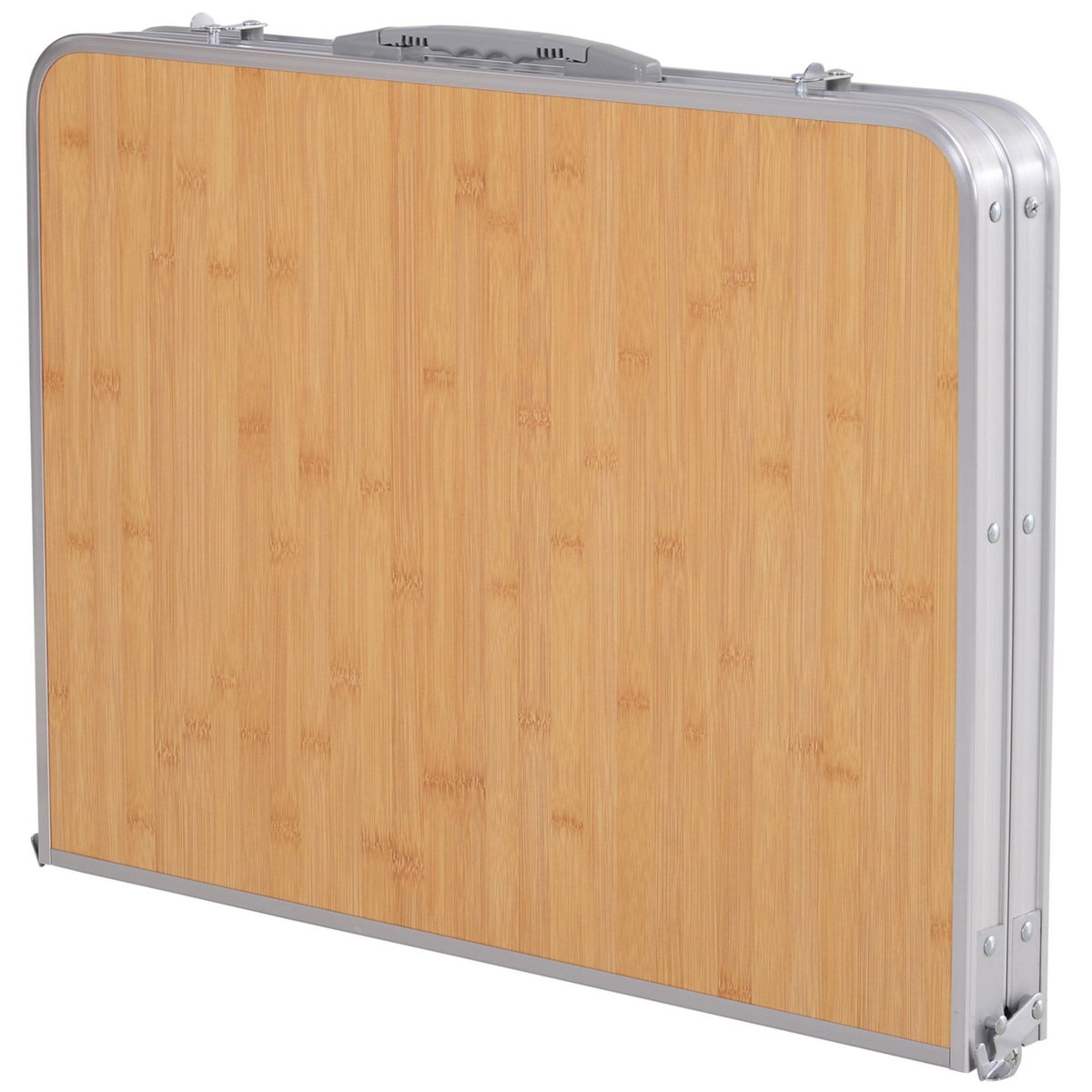 OUTSUNNY Table pliante table de camping table de jardin avec rallonge hauteur réglable aluminium MDF imitation bambou