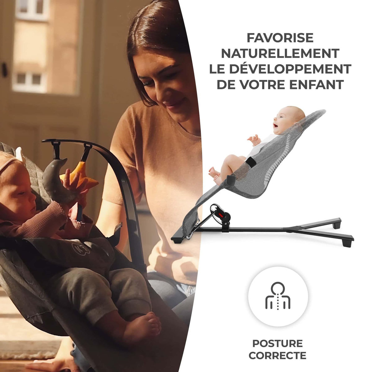 KINDERKRAFT Balancelle électrique bébé 2 en 1 avec fonction transat