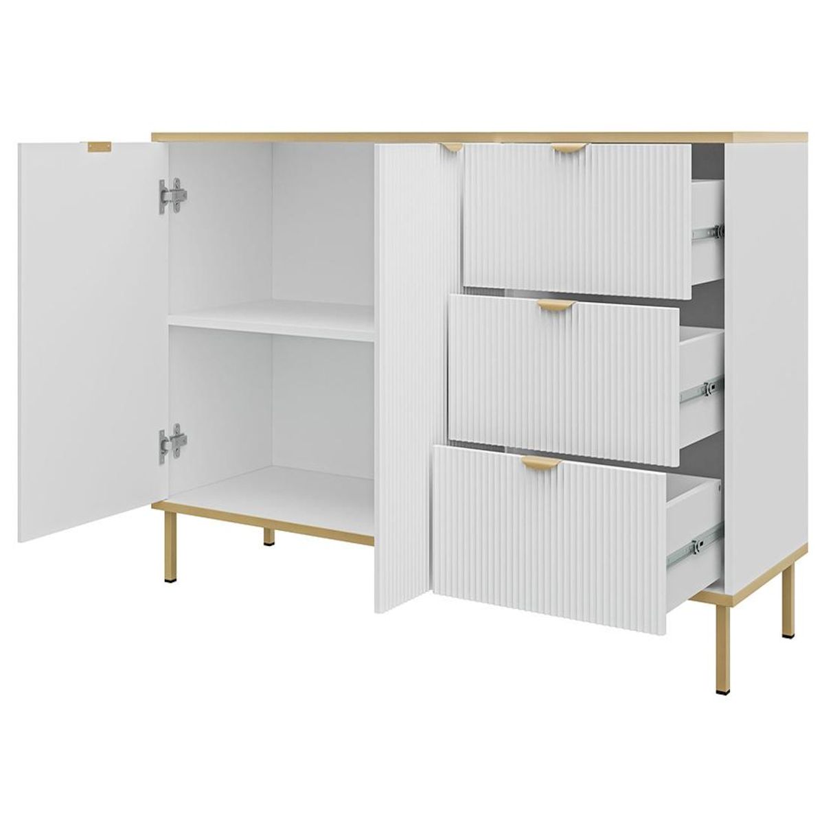 BEST MOBILIER Hope - buffet bas 135 cm - 3 tiroirs et 2 portes
