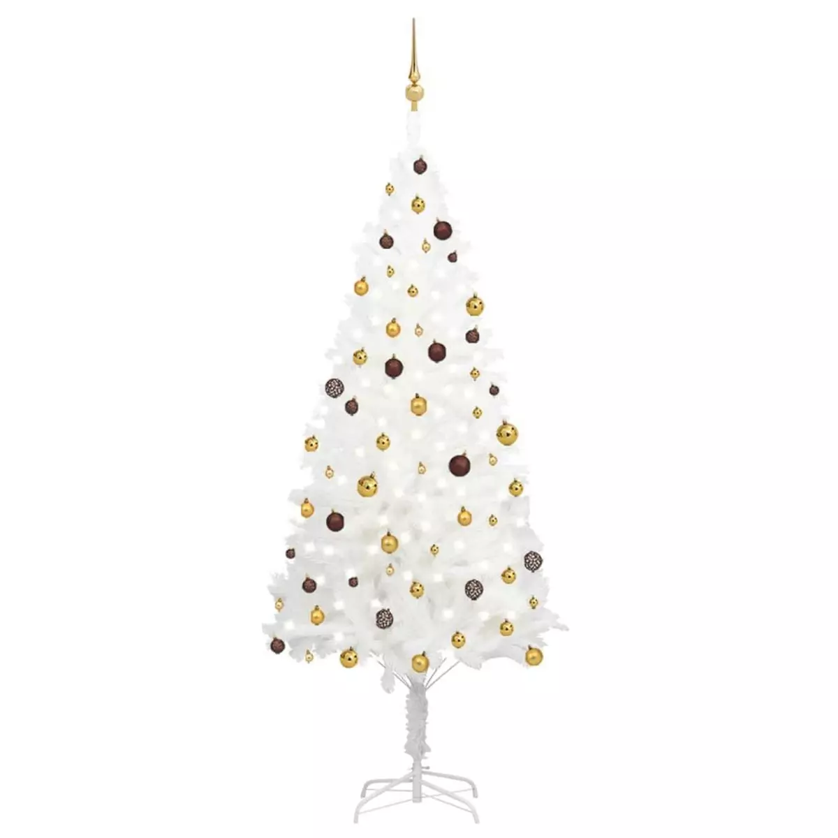 VIDAXL Arbre de Noël artificiel pre-eclaire et boules blanc 240 cm