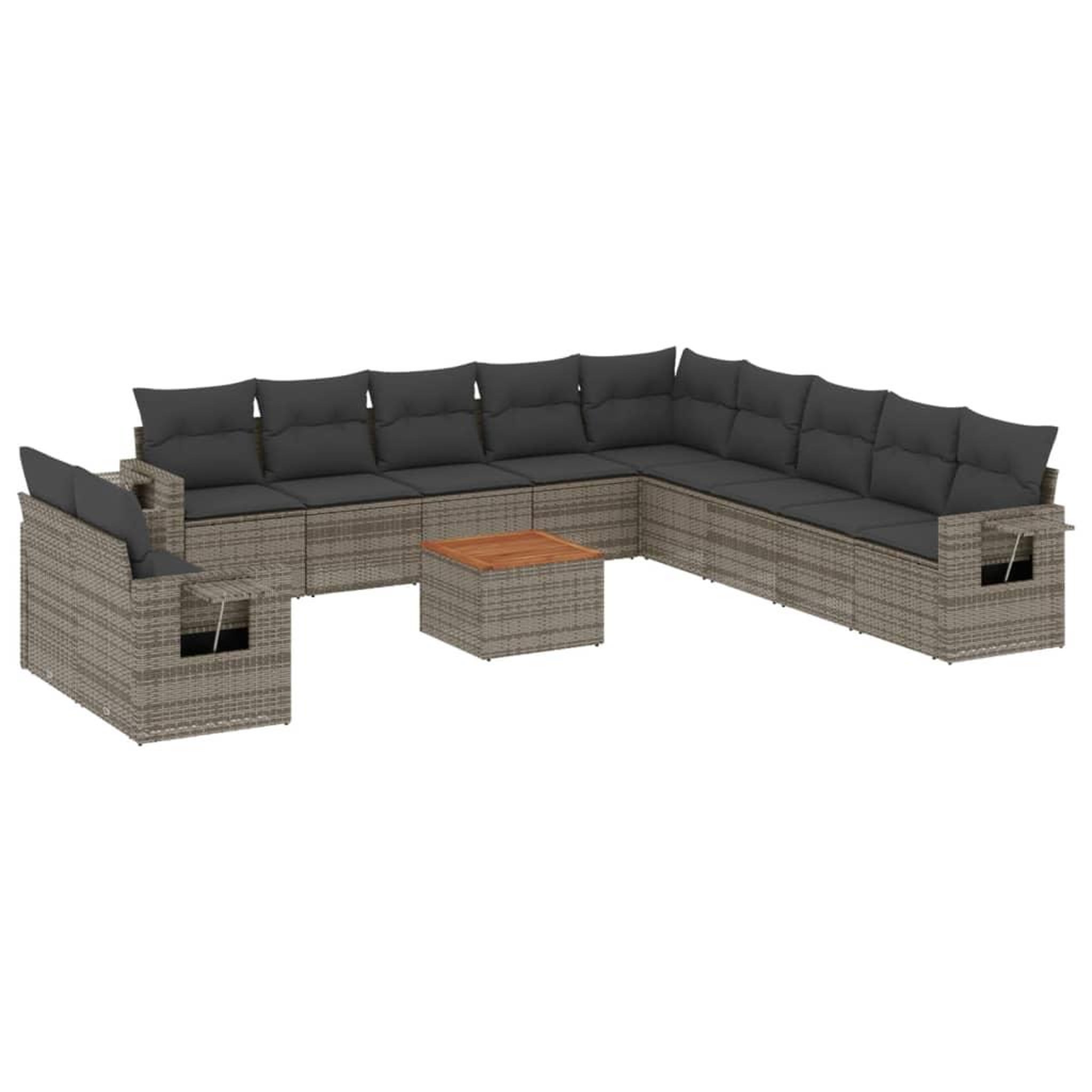 Voir la diapositive 2 : VIDAXL Salon de jardin avec coussins 12 pcs gris resine tressee
