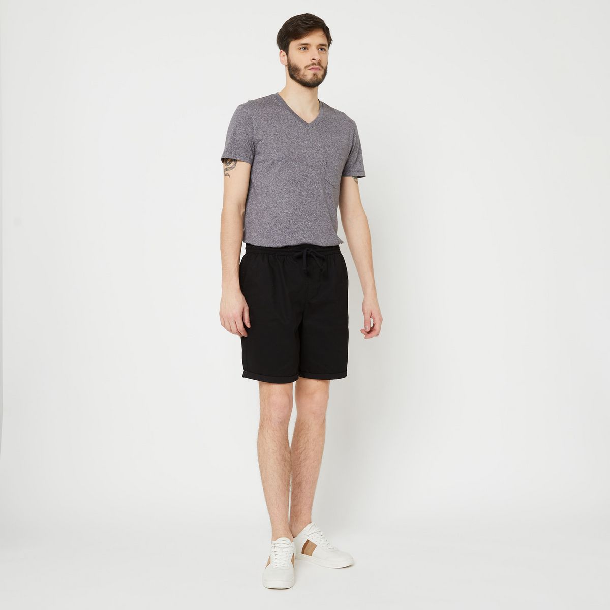 INEXTENSO Bermuda noir en coton homme