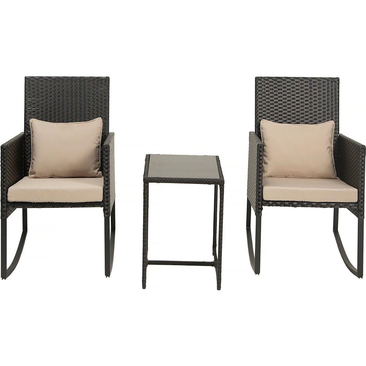 Habitat et Jardin Salon de jardin a bascule en résine tressée  Garden  - Noir