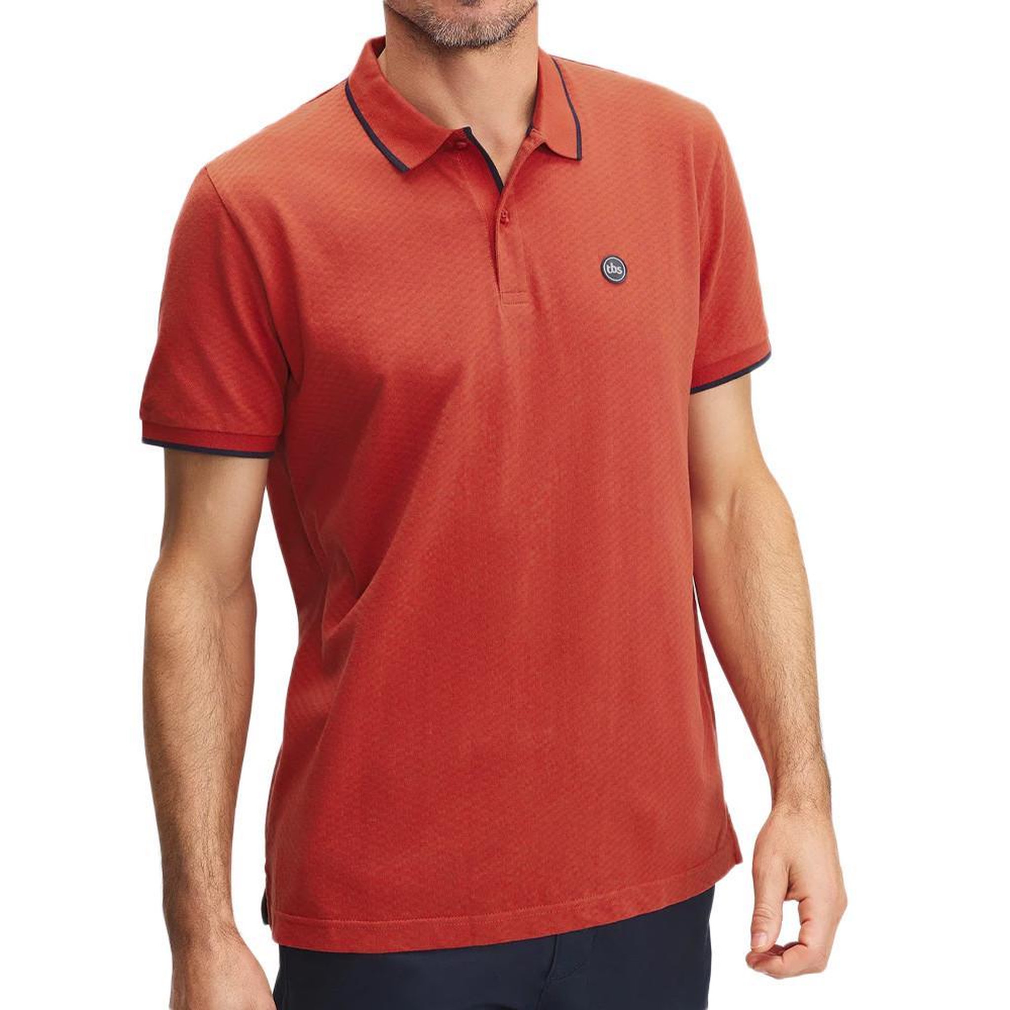 TBS Polo terracotta Homme TBS Nory. Coloris disponibles : Orange