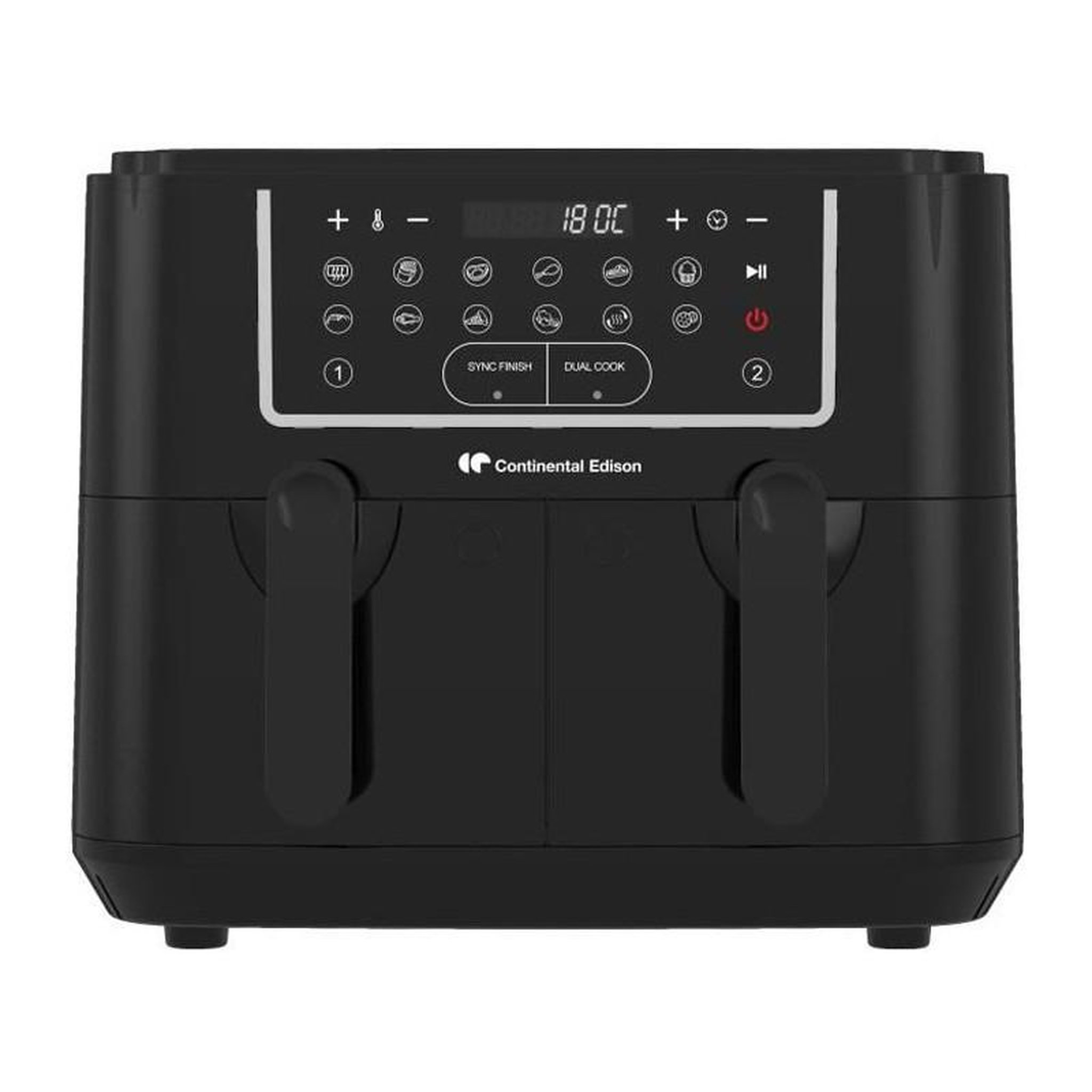 Voir la diapositive 1 : CONTINENTAL EDISON Friteuse a Air Sans huile CONTINENTAL EDISON - RFRSH24002CB - 9 L - Double bacs - 2400W - Noir