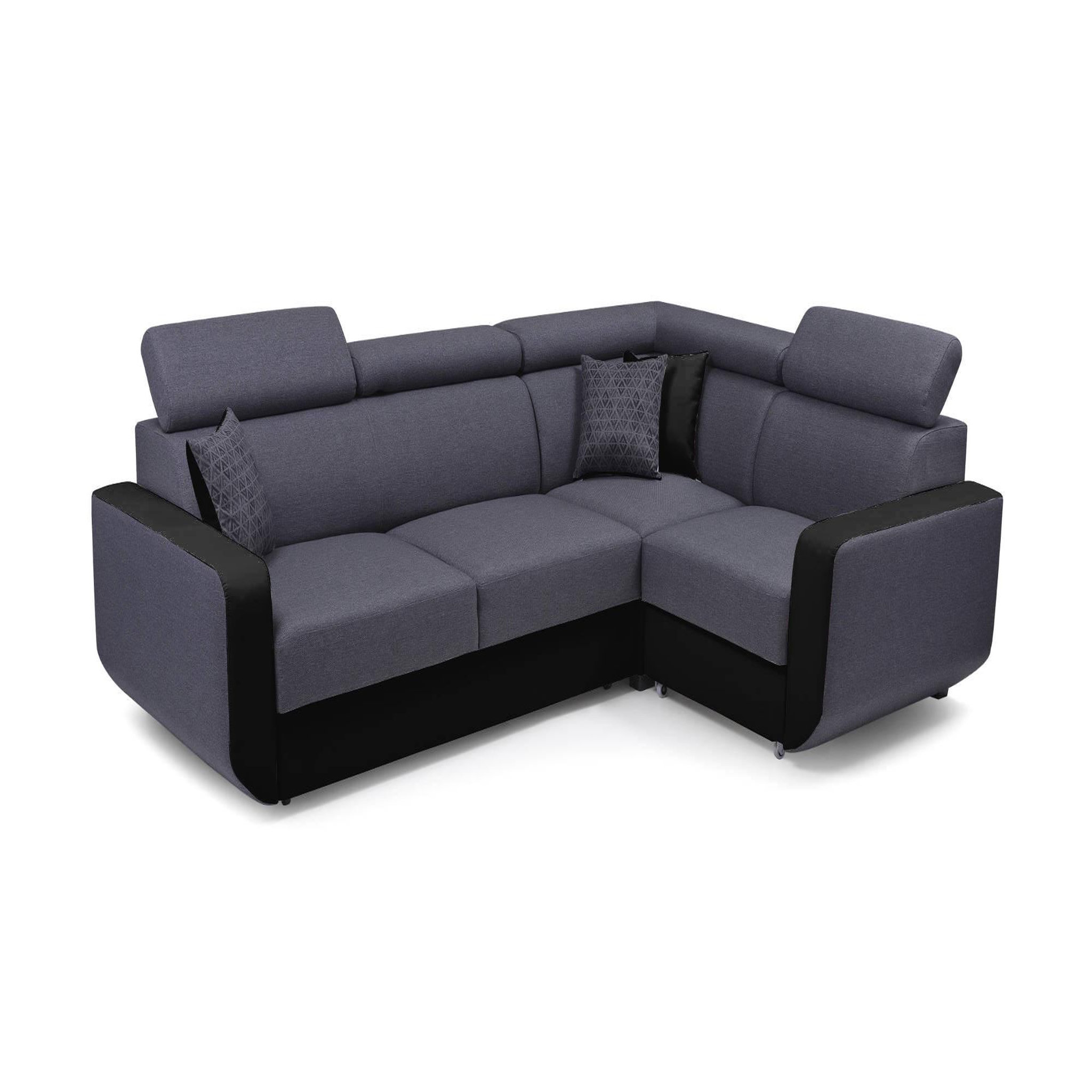 Voir la diapositive 6 : BEST MOBILIER Dustin - canapé d'angle l réversible - 5 places - convertible avec coffre - têtieres réglables