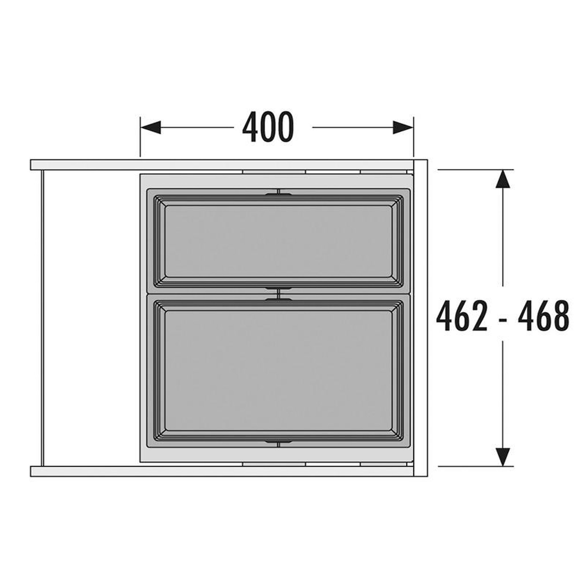 Voir la diapositive 4 : HAILO Poubelle de cuisine tri sélectif 2 bacs encastrable 46l (28+18) hailo cargo synchro