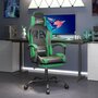 Voir la diapositive 1 : VIDAXL Chaise de jeu avec repose-pied Noir et vert Similicuir