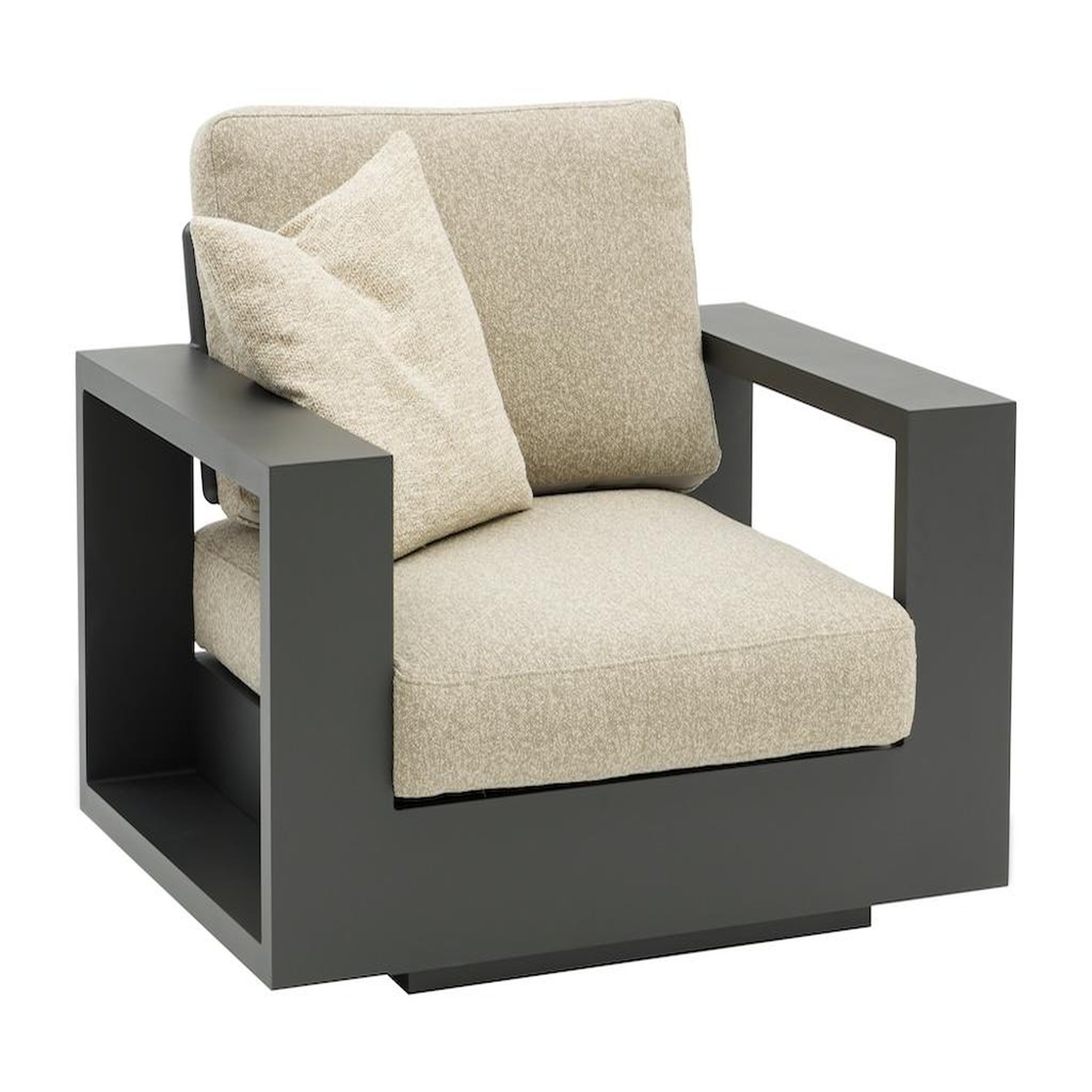 Proloisirs Fauteuil lounge MARY - 99 x 116 x 90 cm - Aluminium époxy et rope - Graphite
