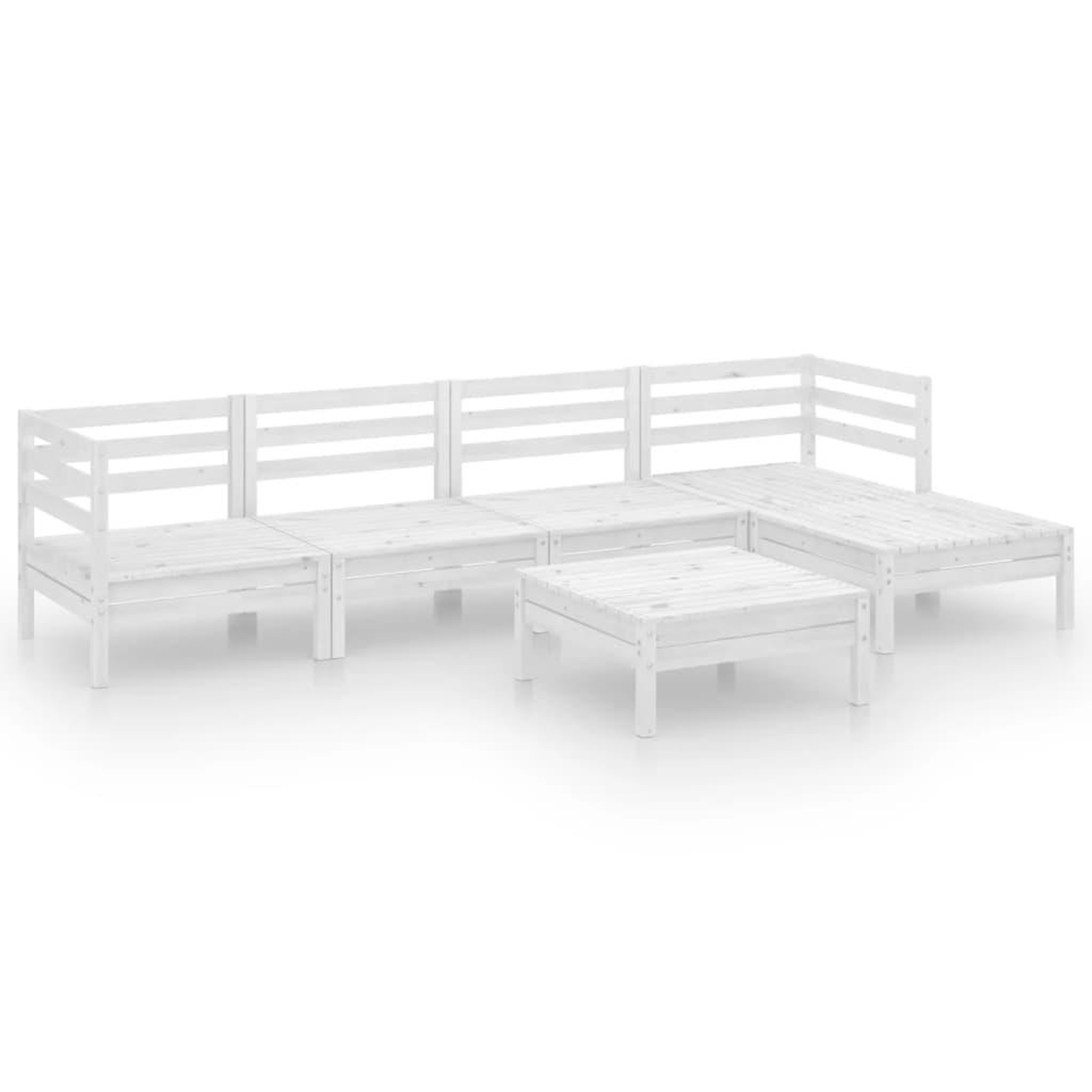 Voir la diapositive 2 : VIDAXL Salon de jardin 6 pcs Bois de pin massif Blanc