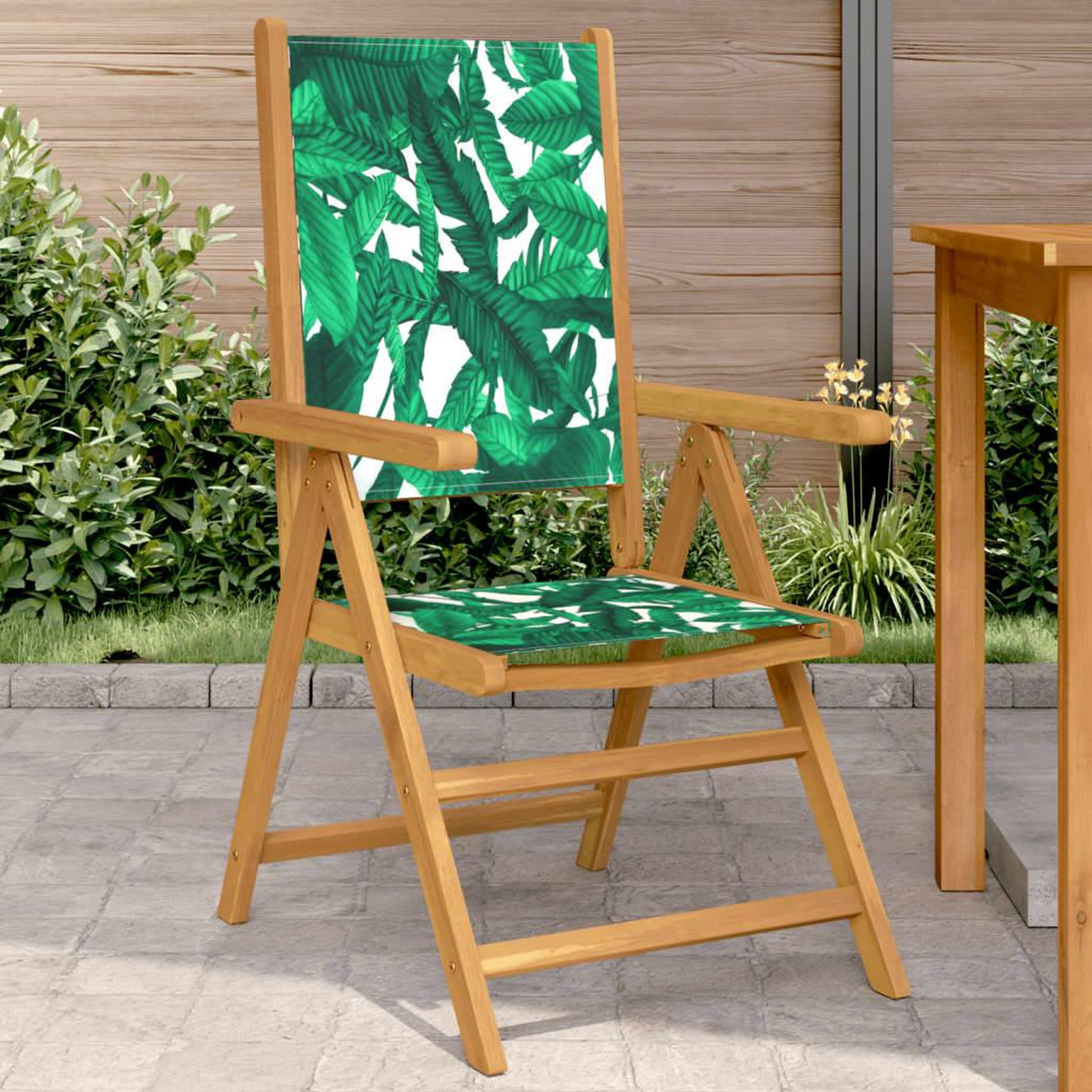 VIDAXL Chaises de jardin lot de 2 motif de feuilles acacia et tissu