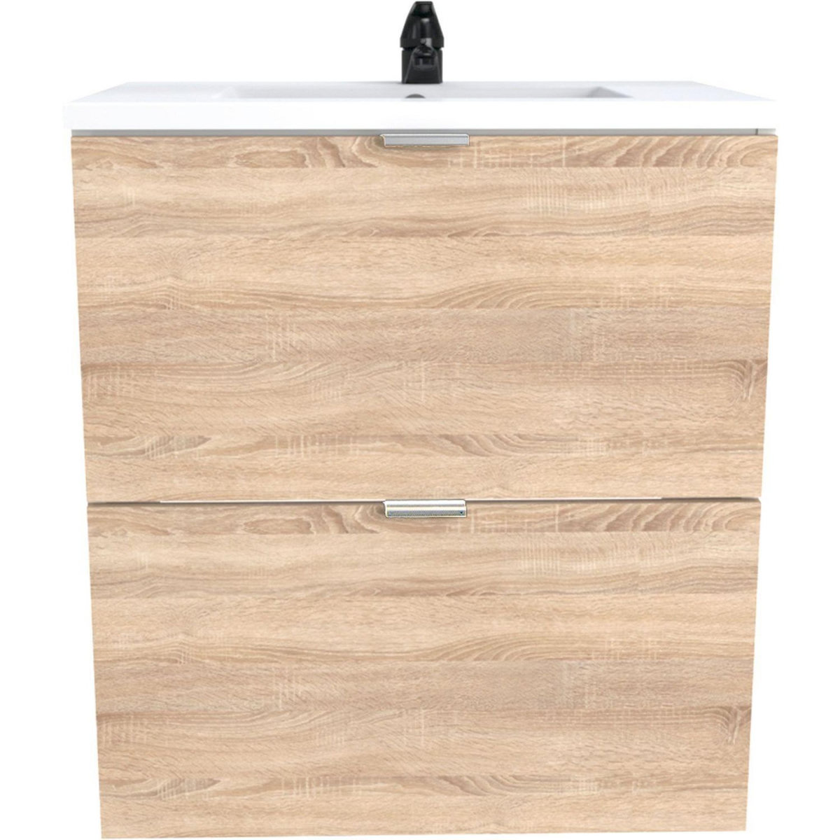 Meuble de salle de bain sous vasque avec vasque encastrée 2 tiroirs, 60cm FARO blanc