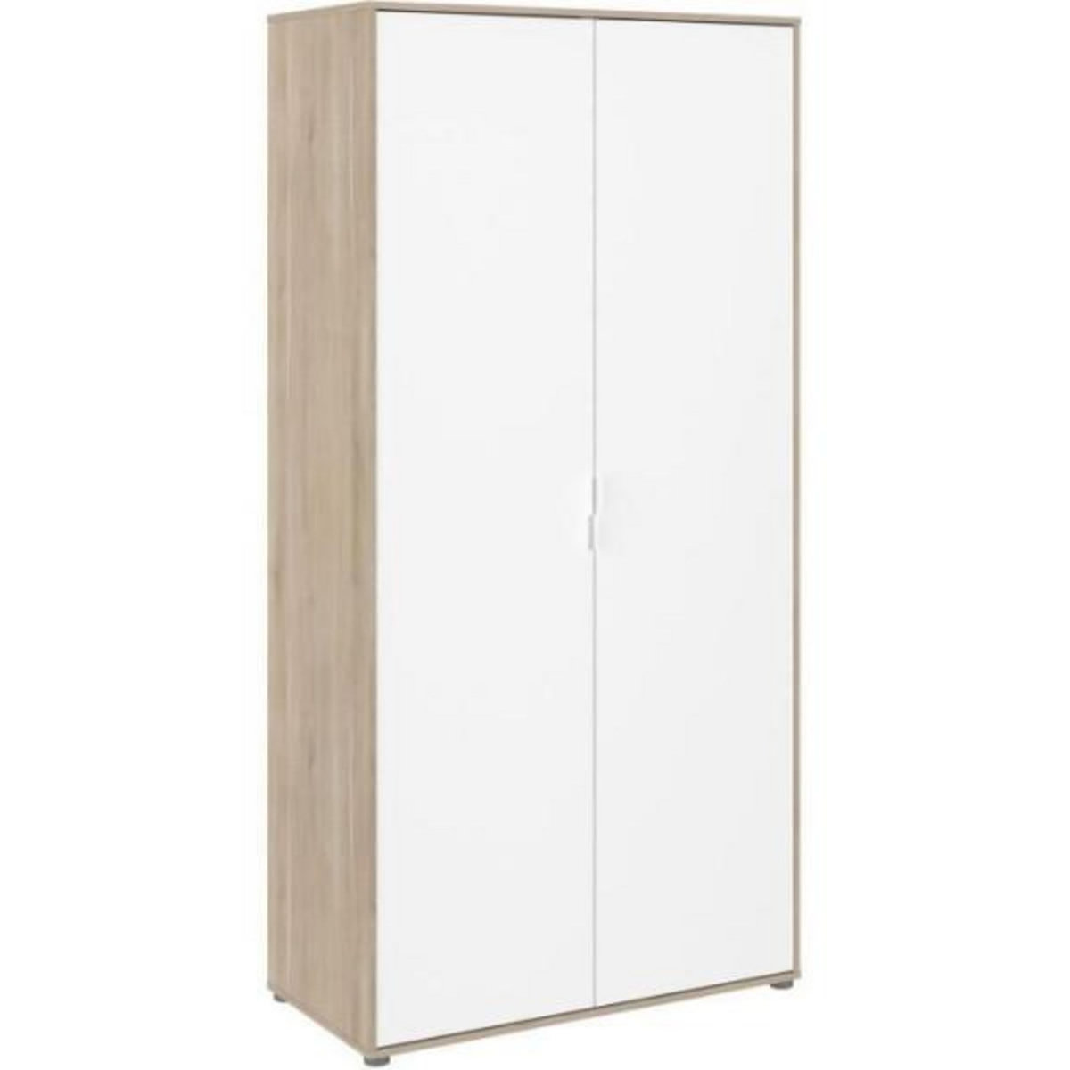 PARISOT Armoire de chambre - AALBORG - Blanc / Chene - 2 portes - 100 x 50,2 x 204,3 cm