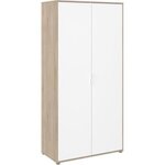 PARISOT Armoire de chambre - AALBORG - Blanc / Chene - 2 portes - 100 x 50,2 x 204,3 cm