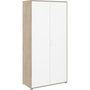 Voir la diapositive 1 : PARISOT Armoire de chambre - AALBORG - Blanc / Chene - 2 portes - 100 x 50,2 x 204,3 cm