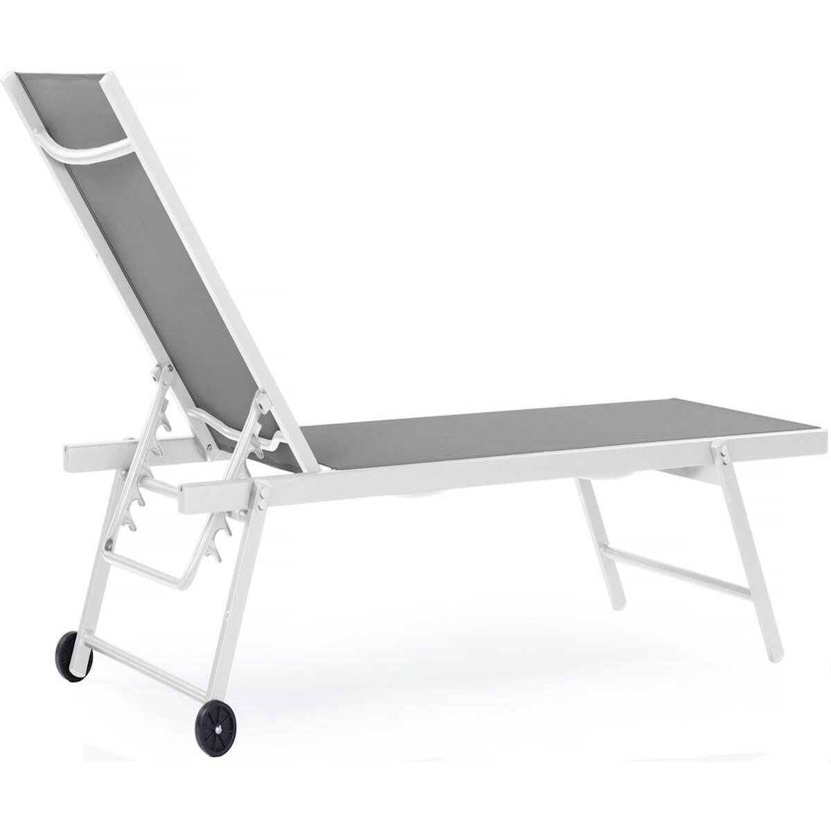 Habitat et Jardin Lot de 2 bains de soleil textilène aluminium  Jolia  - Gris / Blanc