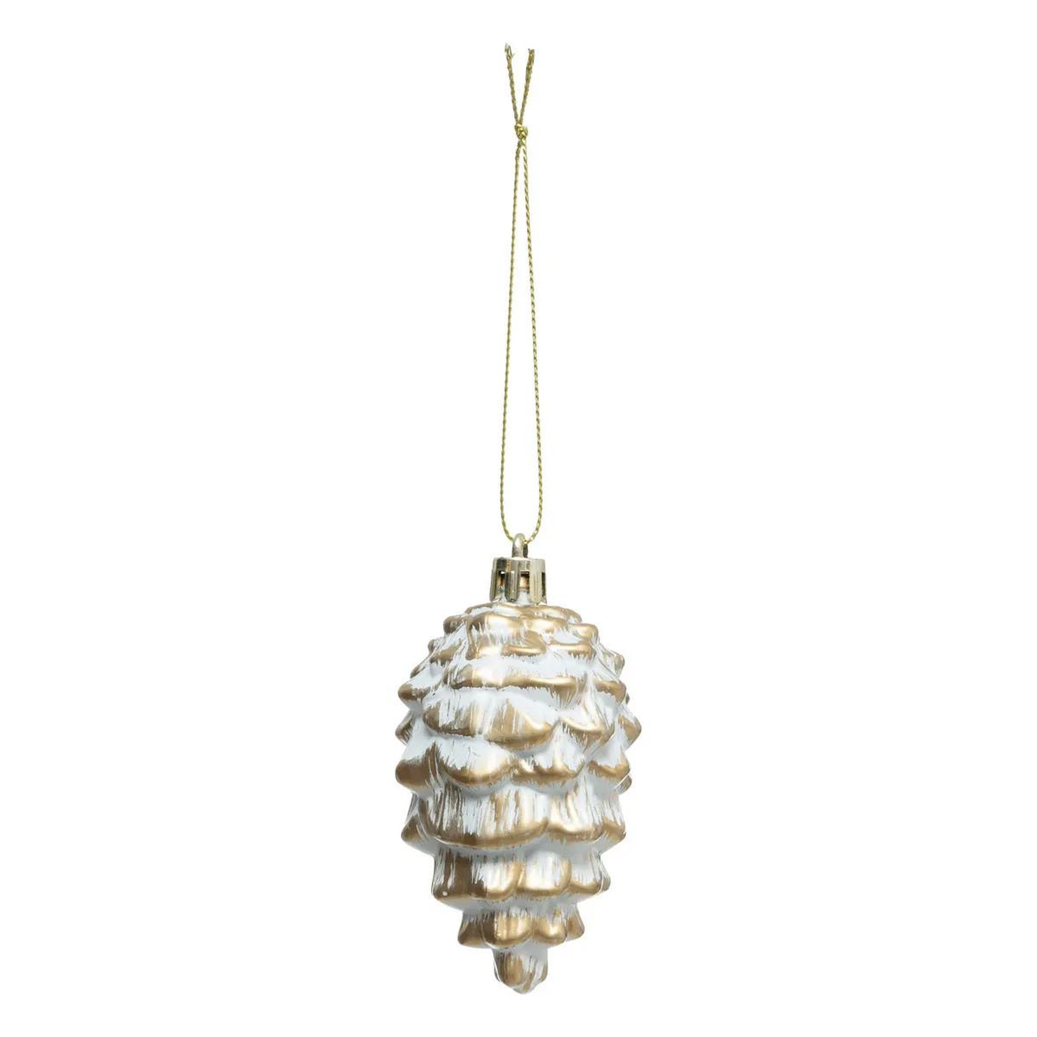 ATMOSPHERA Sujet de noël pomme de pin  neige   8cm or