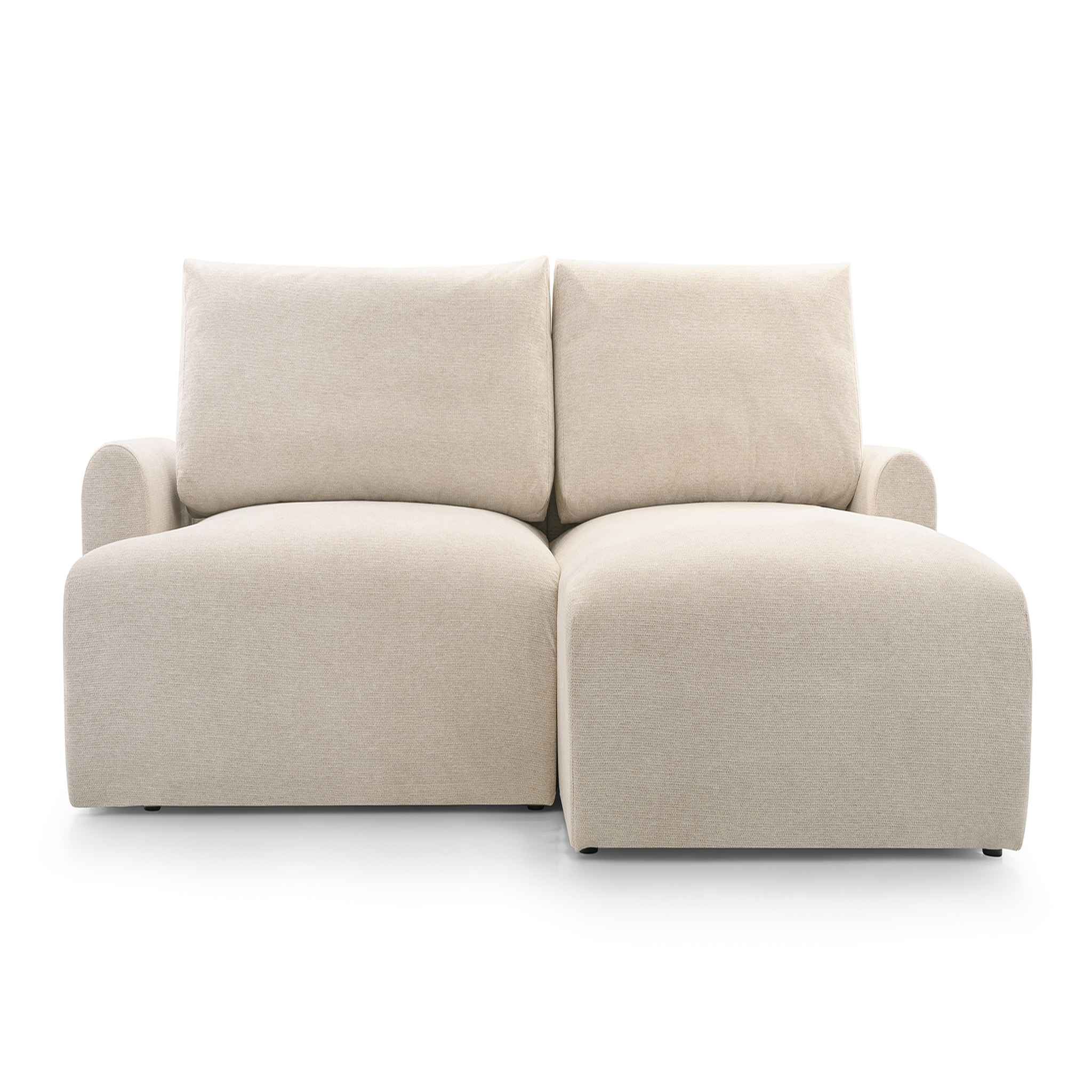 CASANOVA PARIS Raphaelle - canapé d'angle convertible tissu lisse 4 places droit. Coloris disponibles : Gris, Orange, Vert, Bleu, Beige