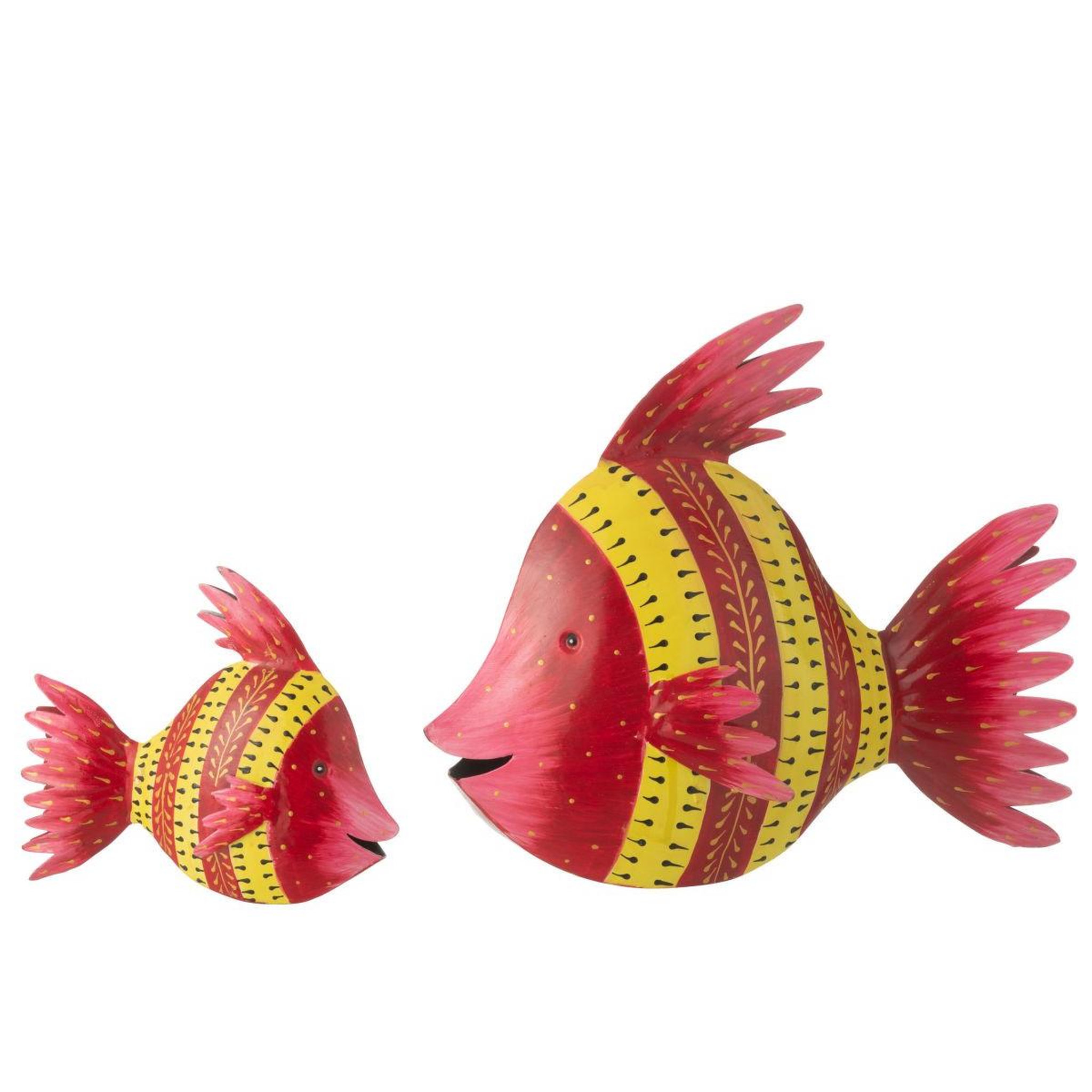 Voir la diapositive 2 : J-LINE Statuette déco poisson en métal  tom  34cm rouge