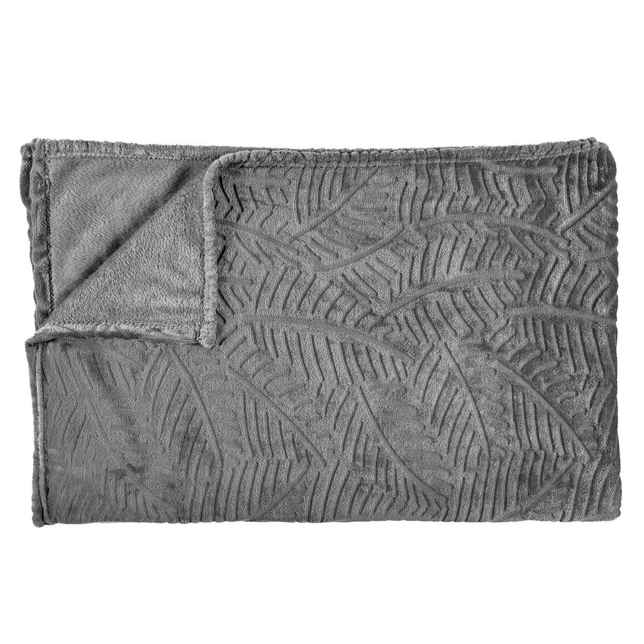 The Home Deco Factory Plaid flanelle embosse  roméo  150x200cm gris foncé