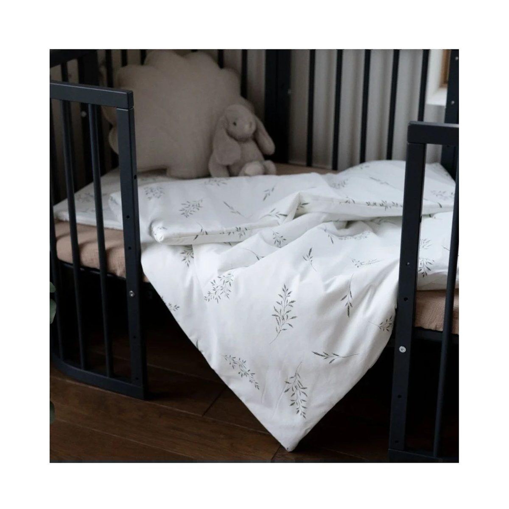 Voir la diapositive 5 : WALDIN Parure de lit bébé couette et oreiller 120 × 90 cm - taille L - brindilles vertes