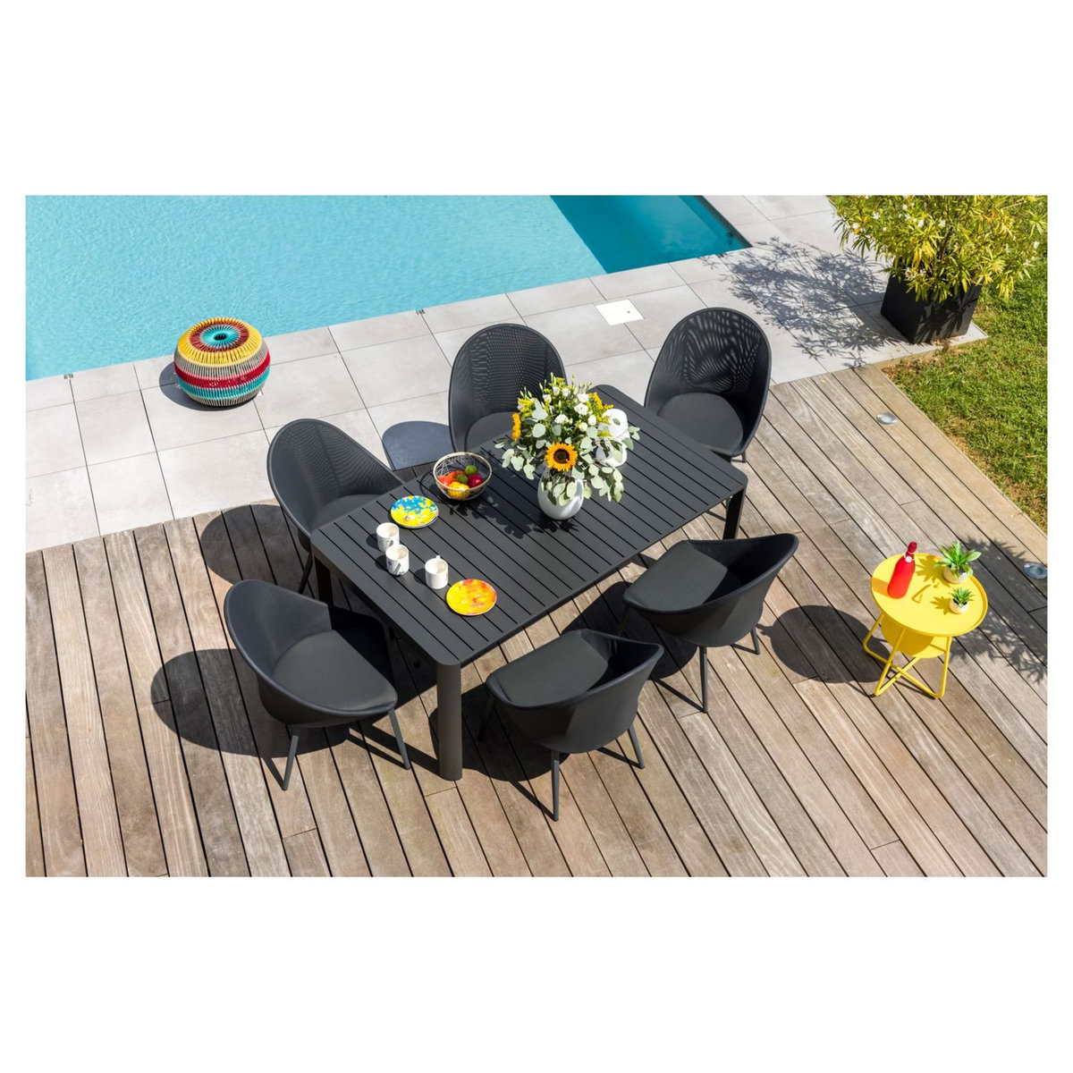 JARDILINE Table de jardin extensible - 8/12 places - Aluminium - Anthracite - PALMA