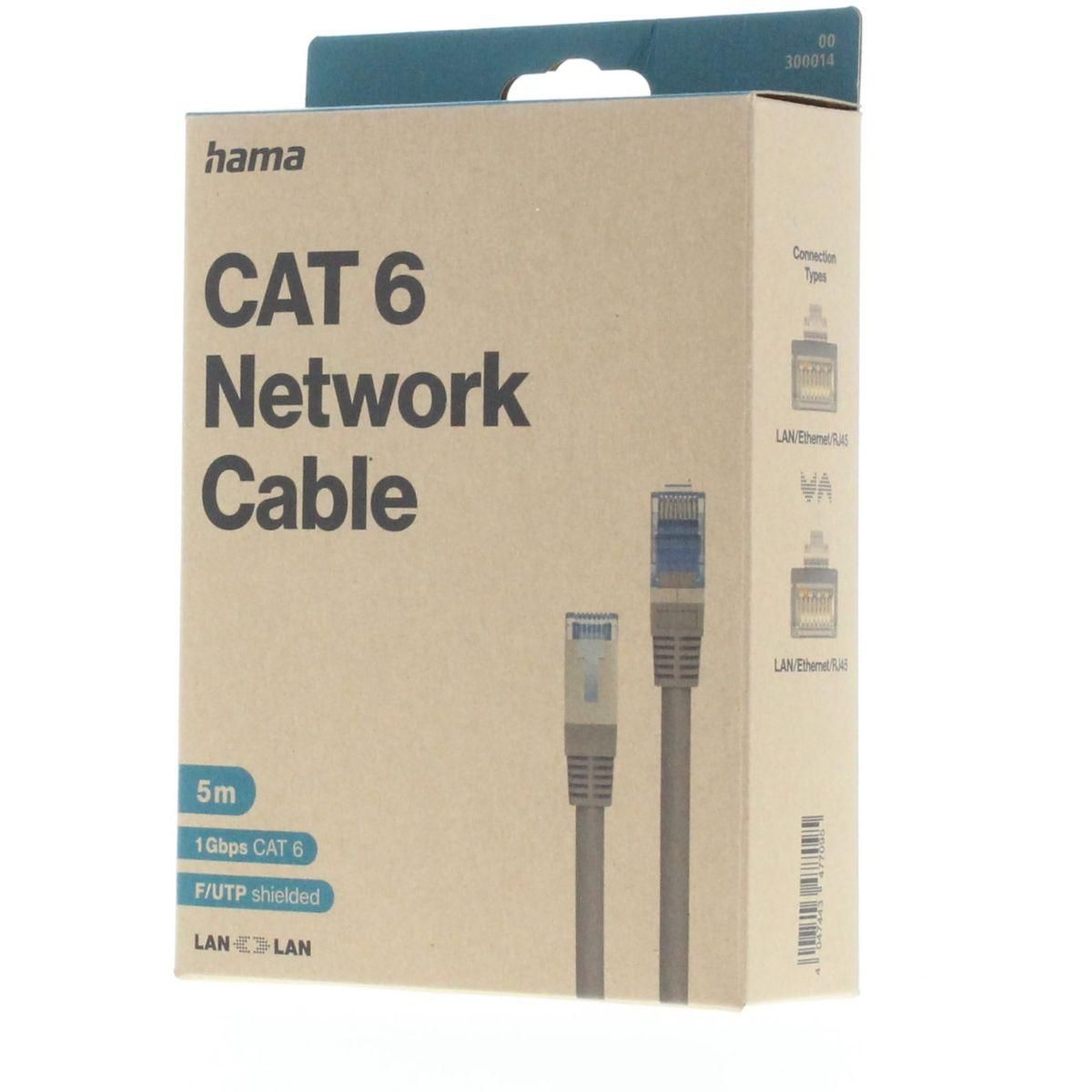 Hama Câble Ethernet 5M Droit CAT6 GRIS